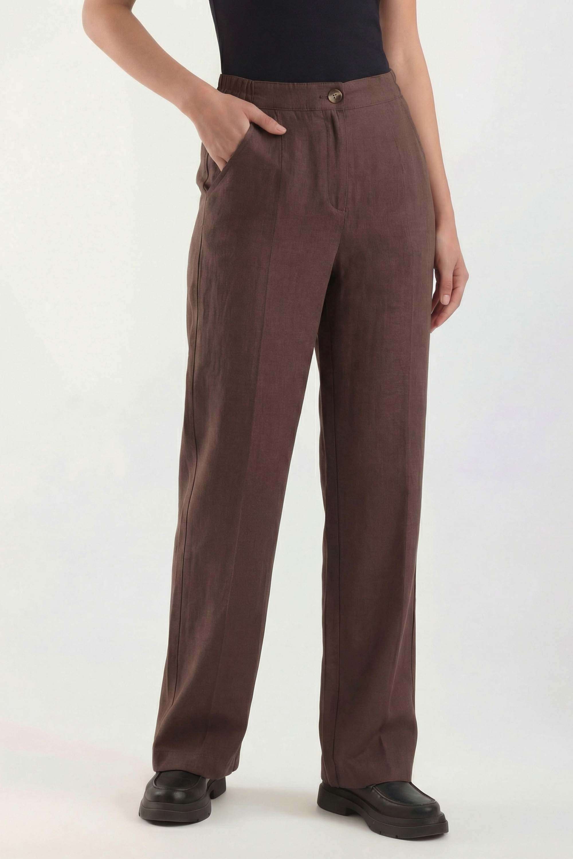 Solid-Regular-Fit-Viscose-Nylon-Women-s-Casual-Wear-Pants