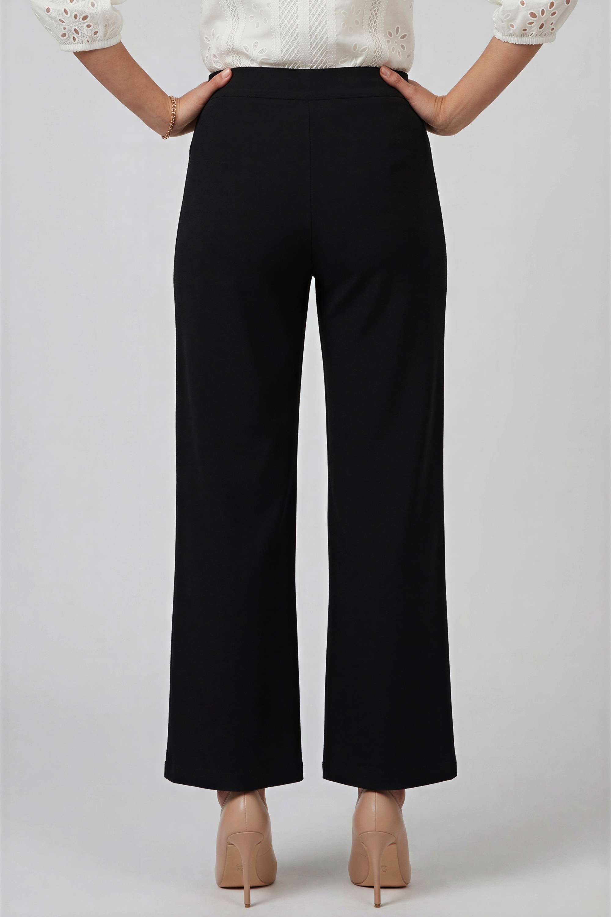 Solid-Straight-Fit-Blended-Fabric-Women-s-Casual-Wear-Pants