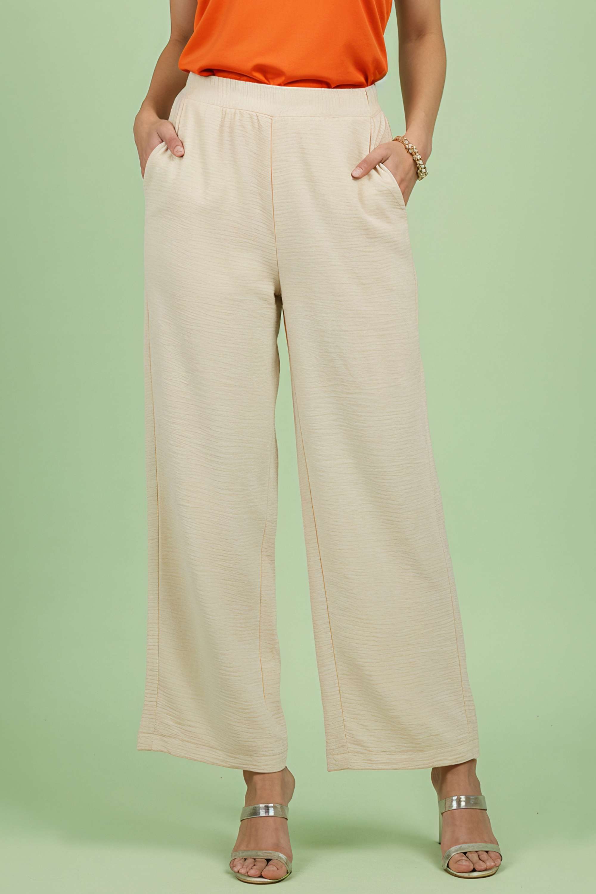 Solid-Wide-Leg-Fit-Polyester-Women-Casual-Wear-Pants