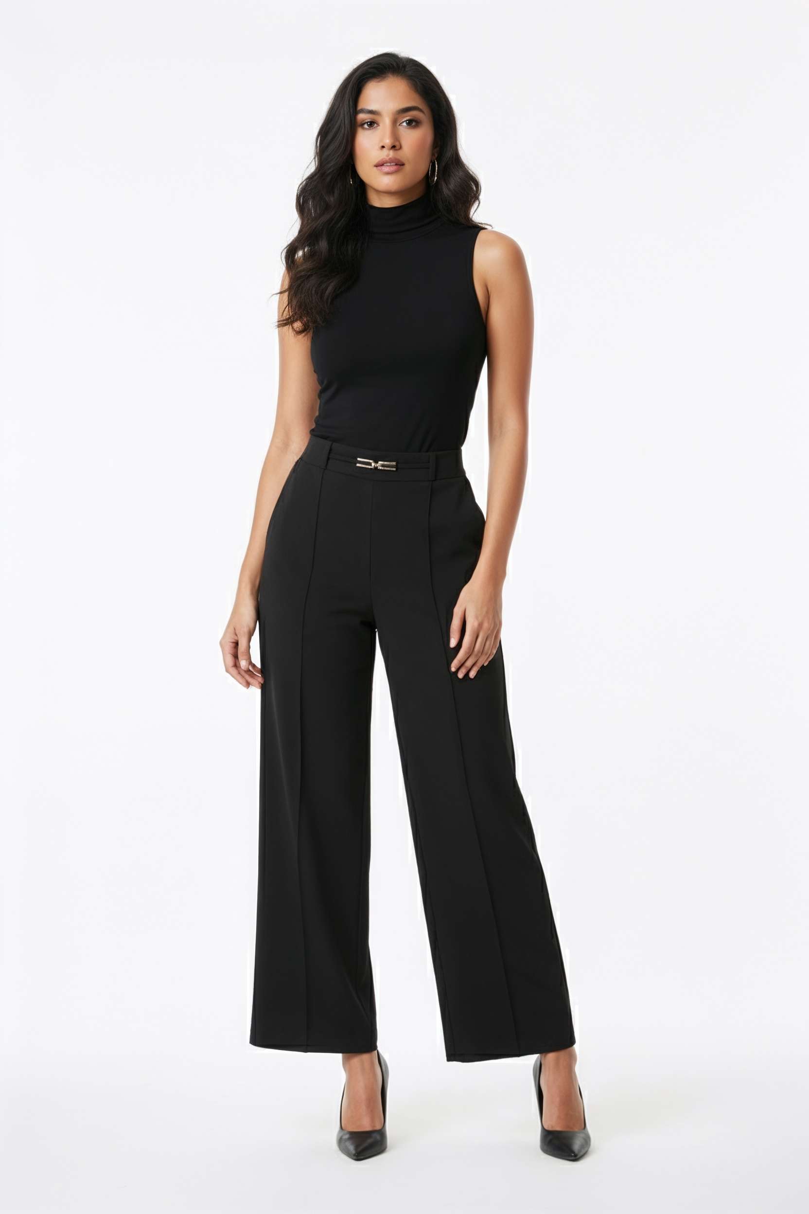Solid-Full-Length-Polyester-Woven-Women-Pant