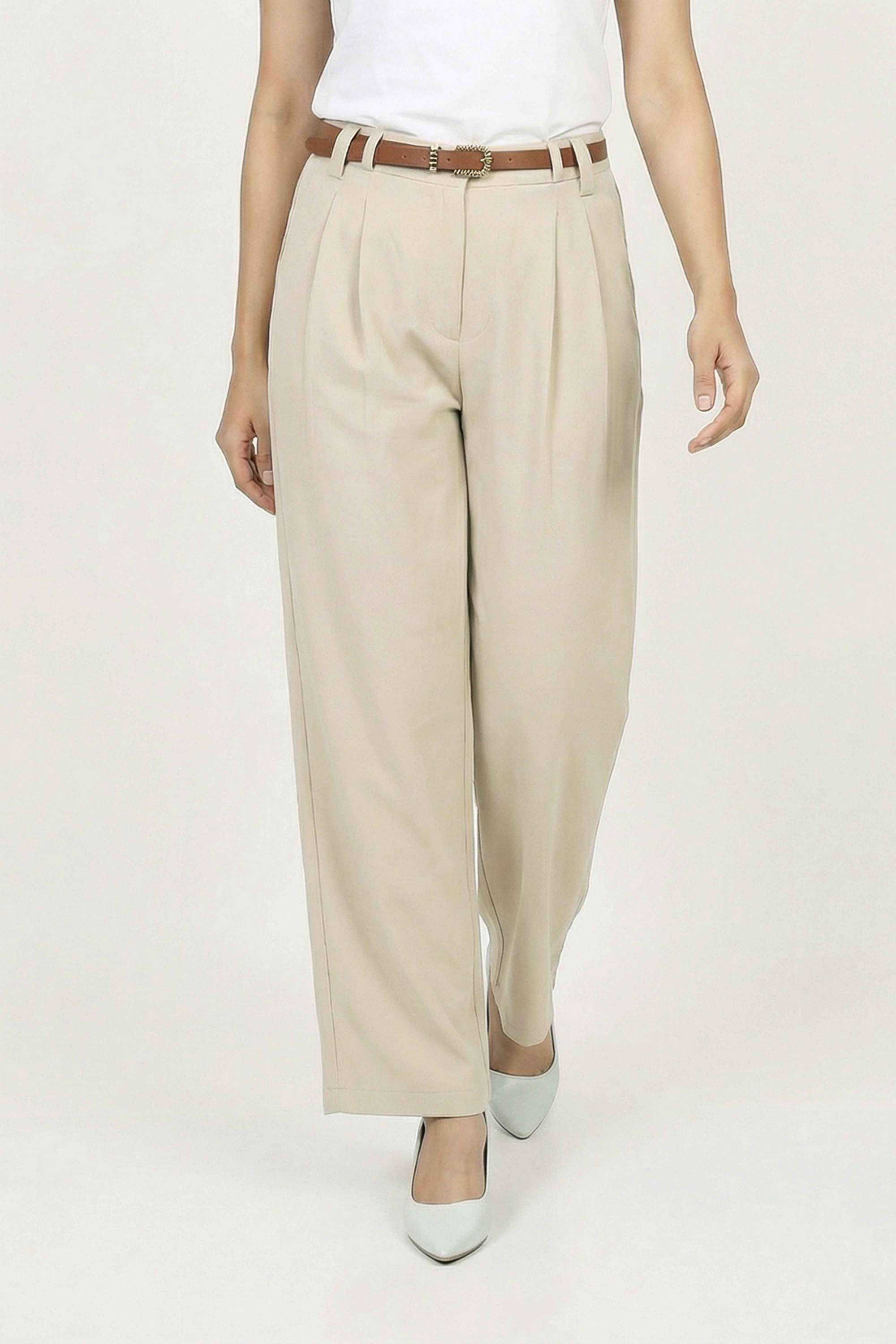 Solid-Wide-Leg-Fit-Polyester-Women-s-Casual-Wear-Pants