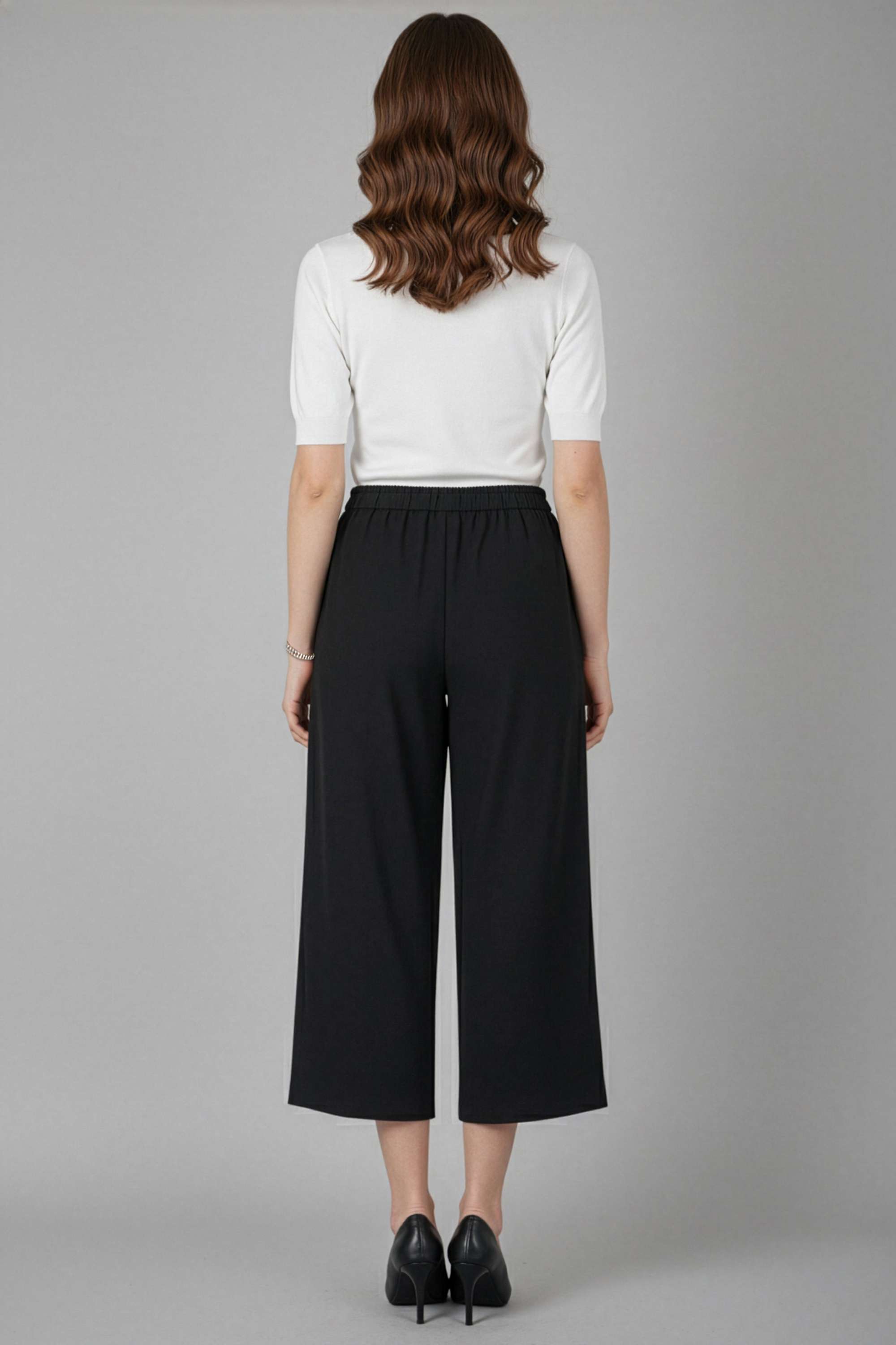 Solid-Calf-Length-Blended-Fabric-Woven-Women-Pant