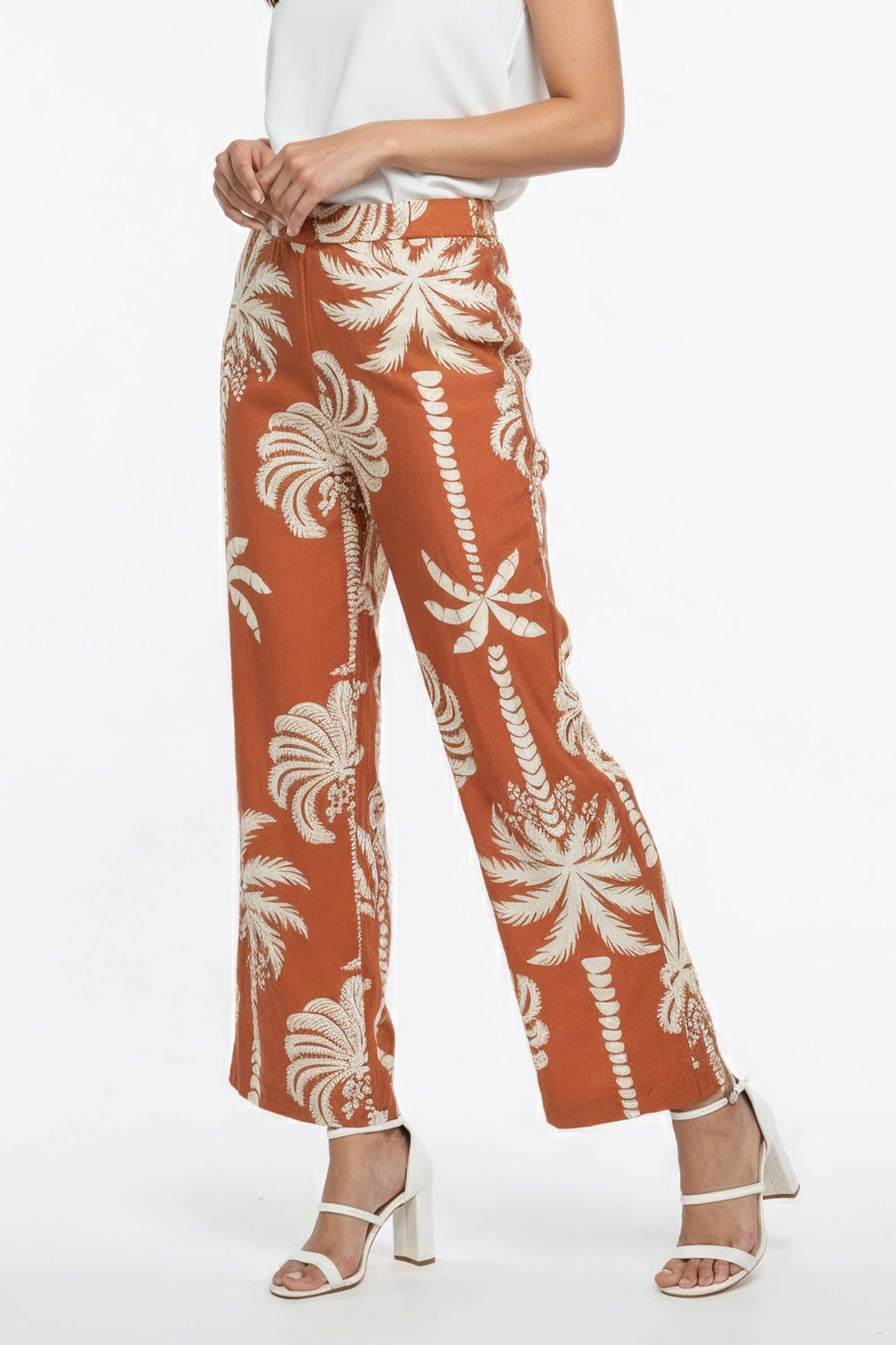 Floral-Ankle-Length-Blended-Fabric-Women-s-Pants
