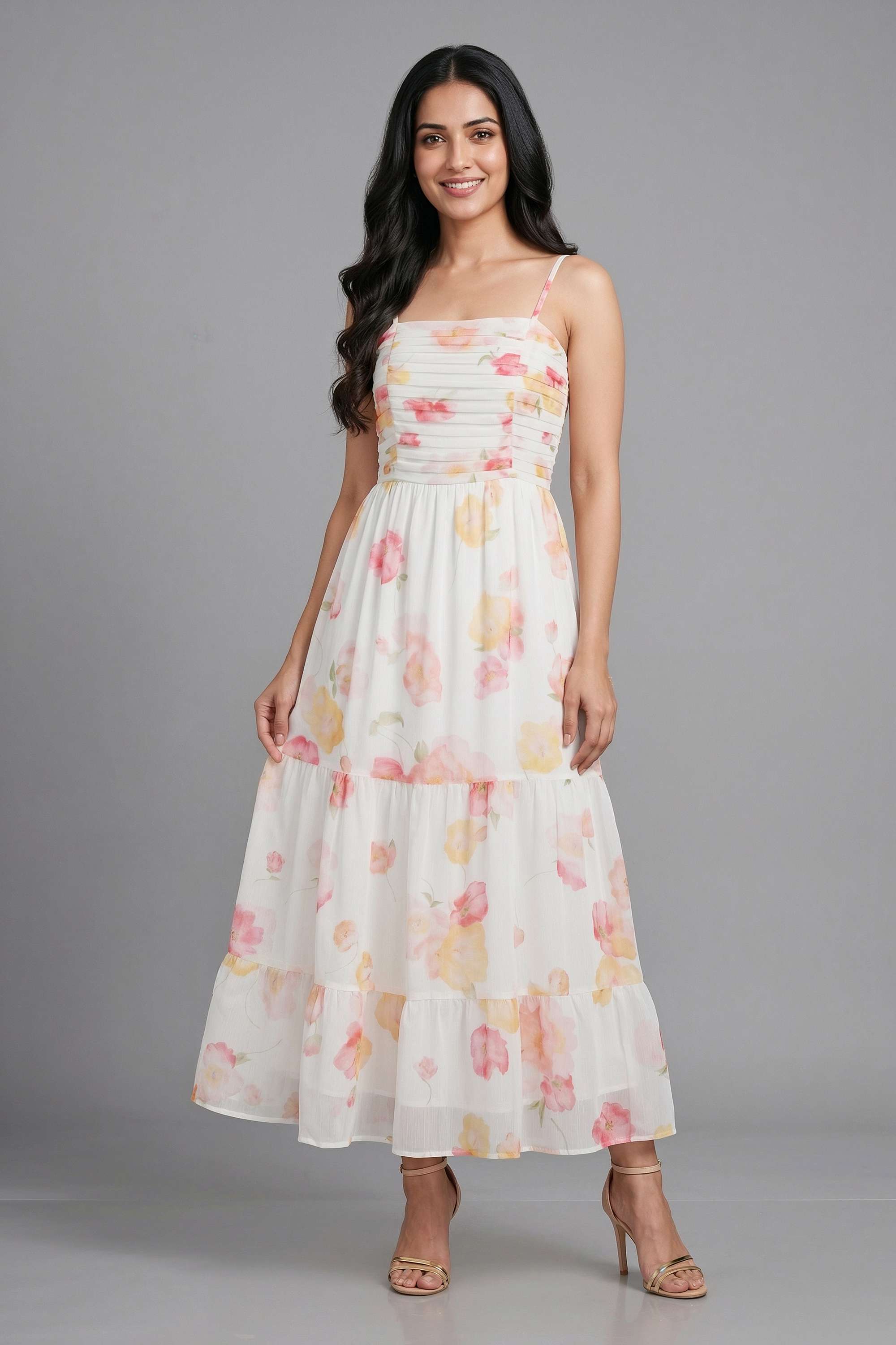 Printed-Chiffon-Square-Neck-Women-s-Casual-Wear-Dress