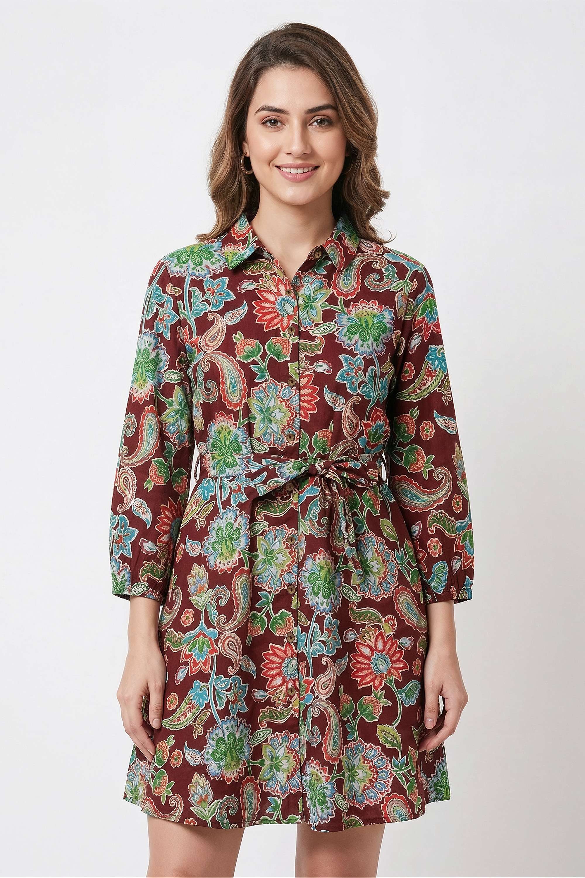 Printed-Collared-Cotton-Women-Dress