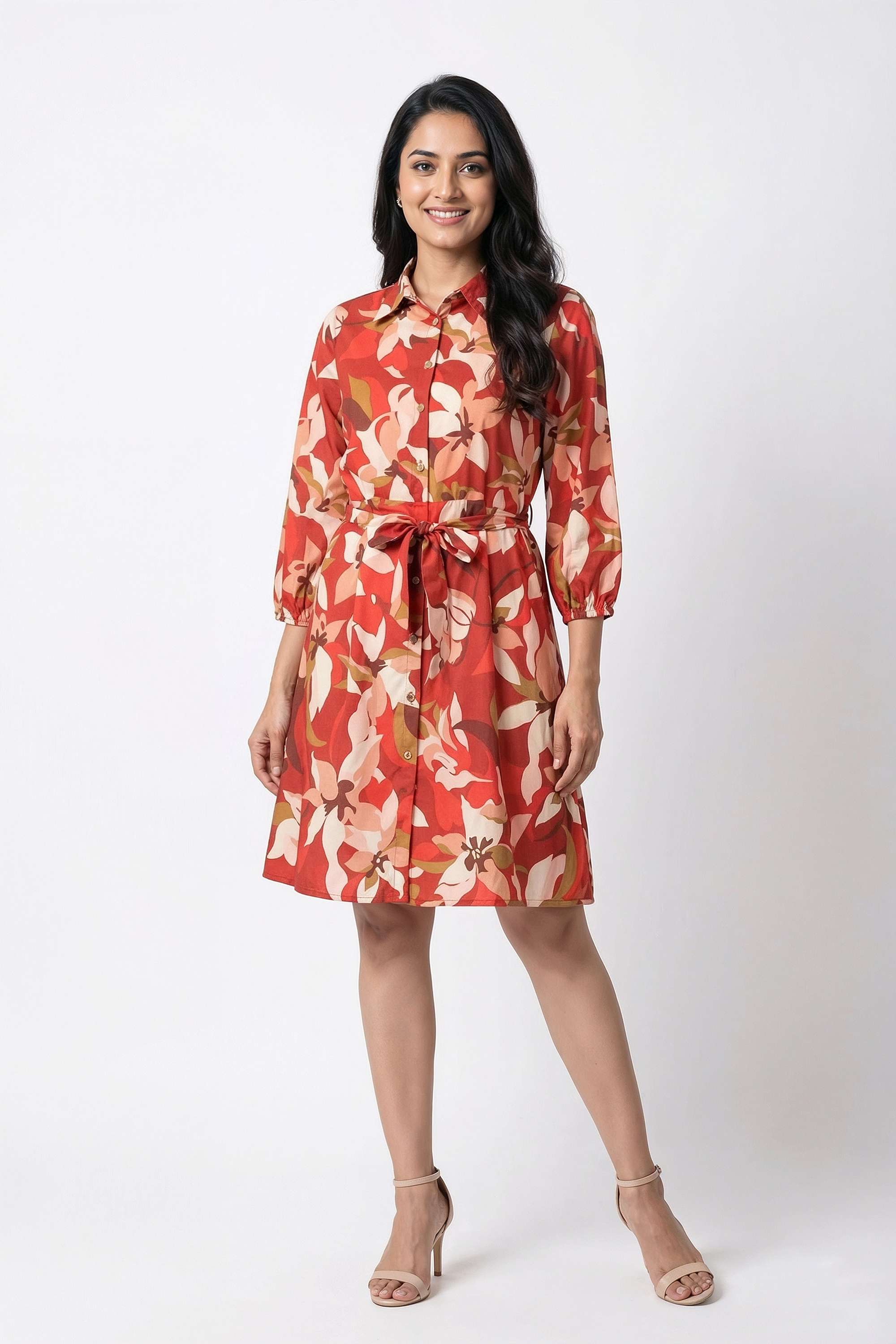 Printed-Collared-Cotton-Women-Dress