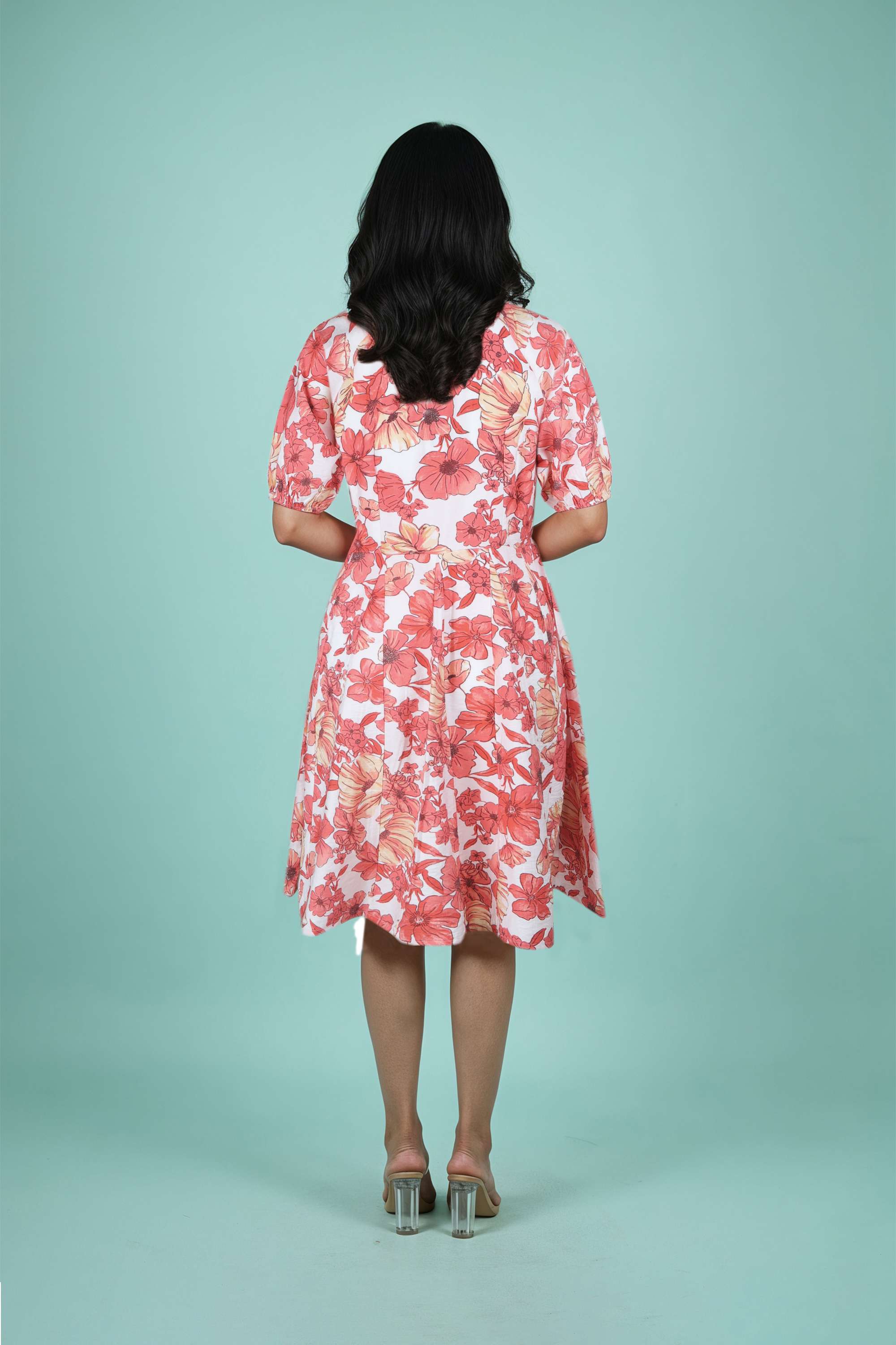 Printed-V-Neck-Cotton-Women-Dress