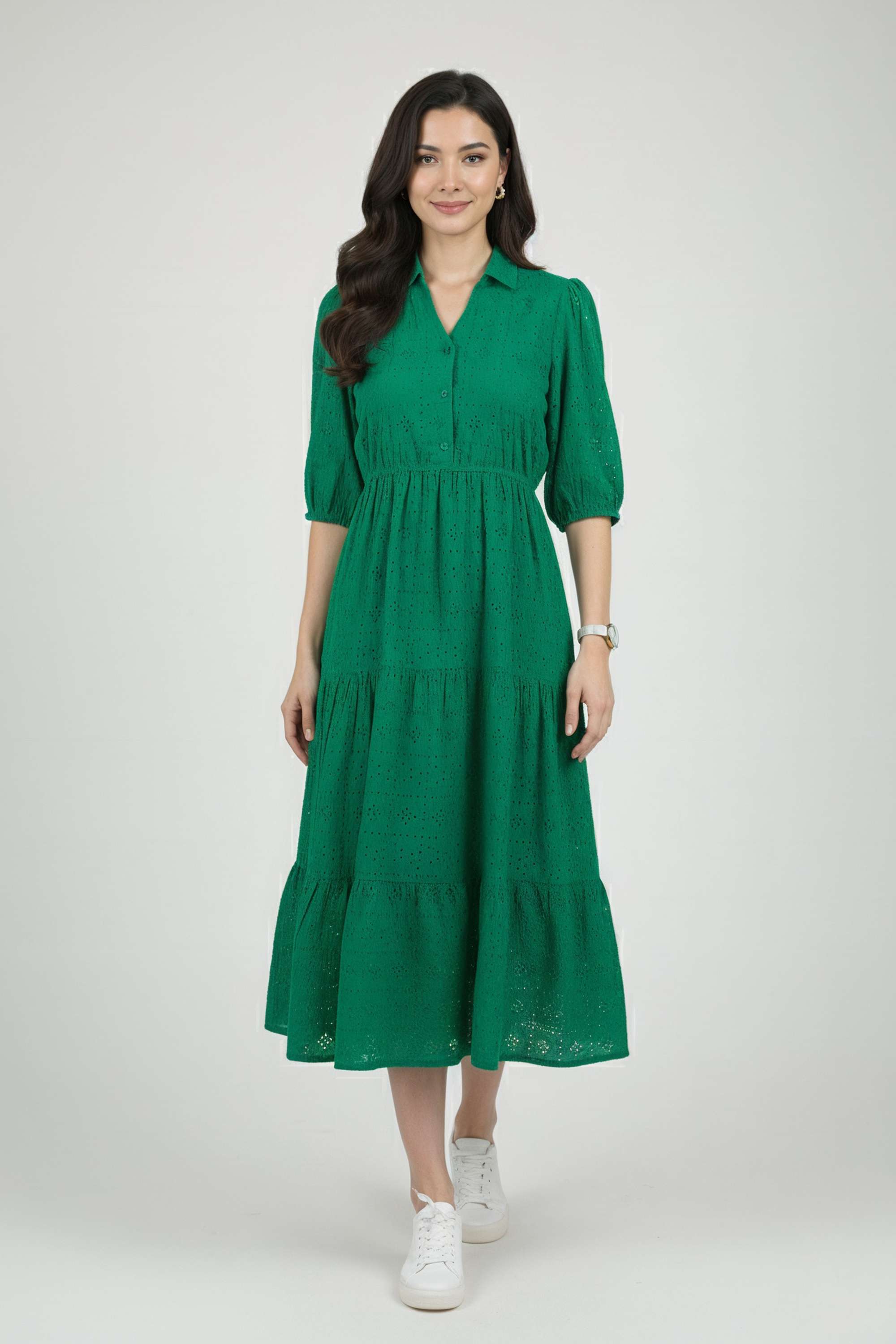 Schiffli-Collared-Cotton-Women-Dress