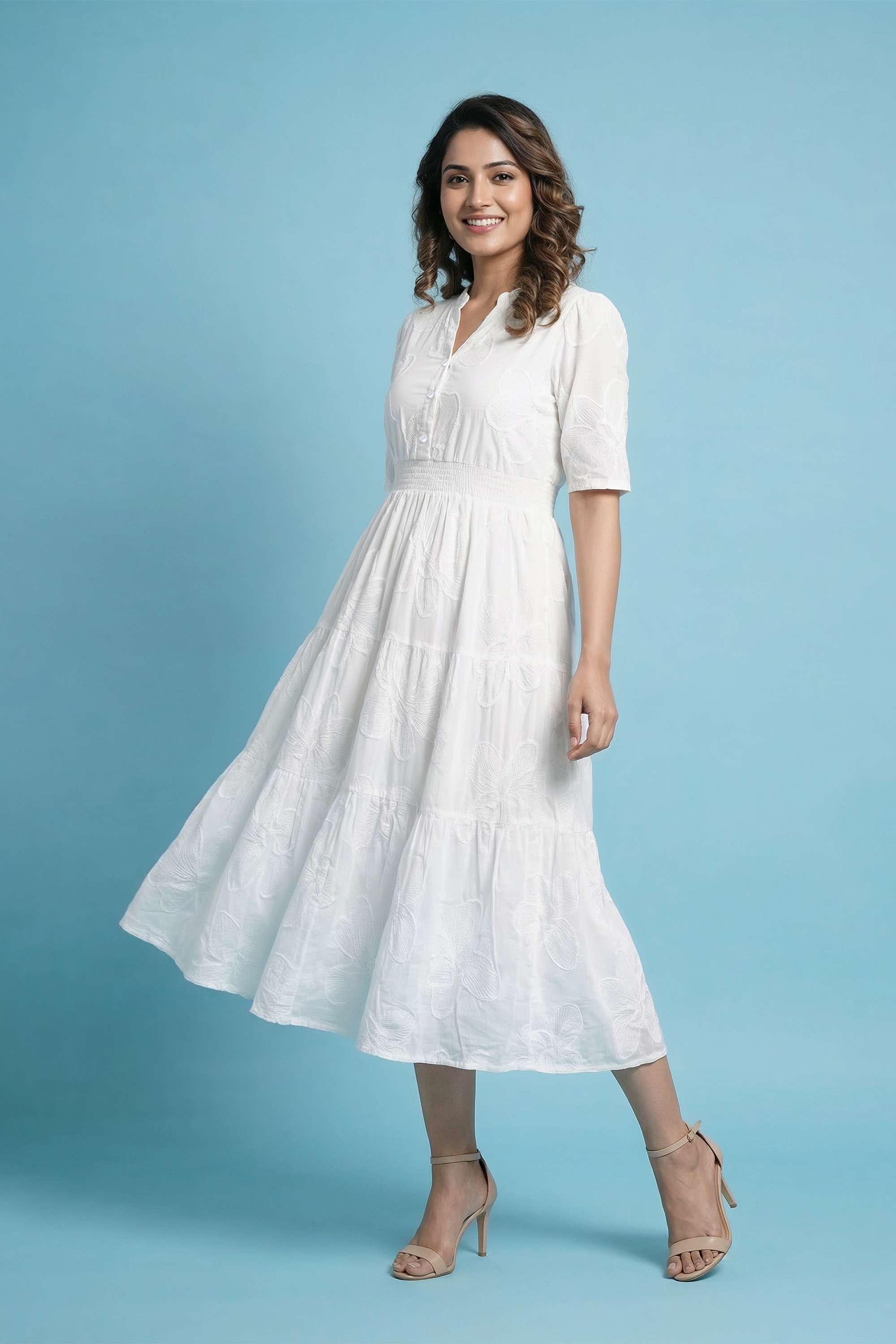 Floral-Y-Neck-Cotton-Women-Dress
