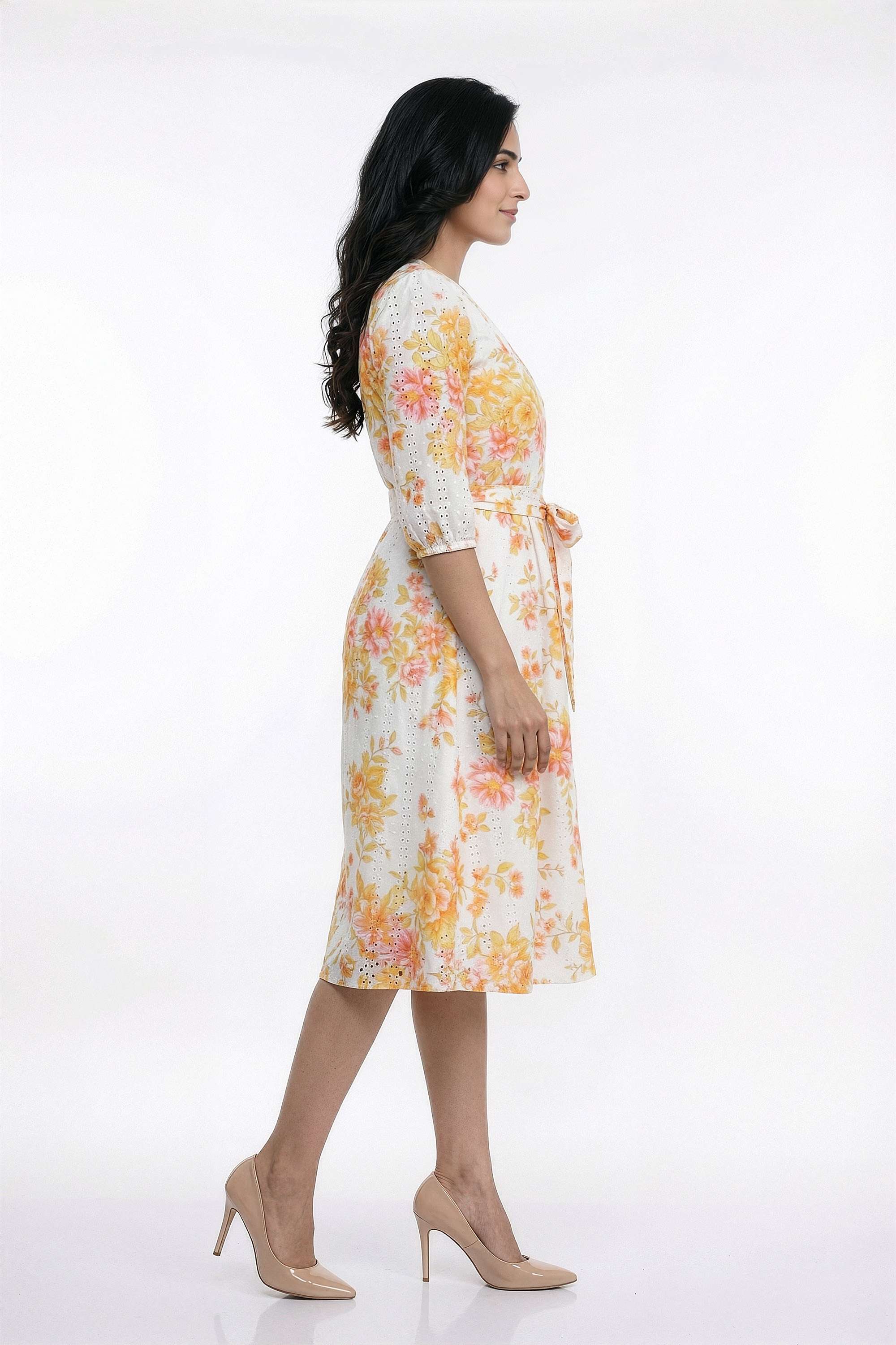 Floral-V-Neck-Cotton-Women-Dress