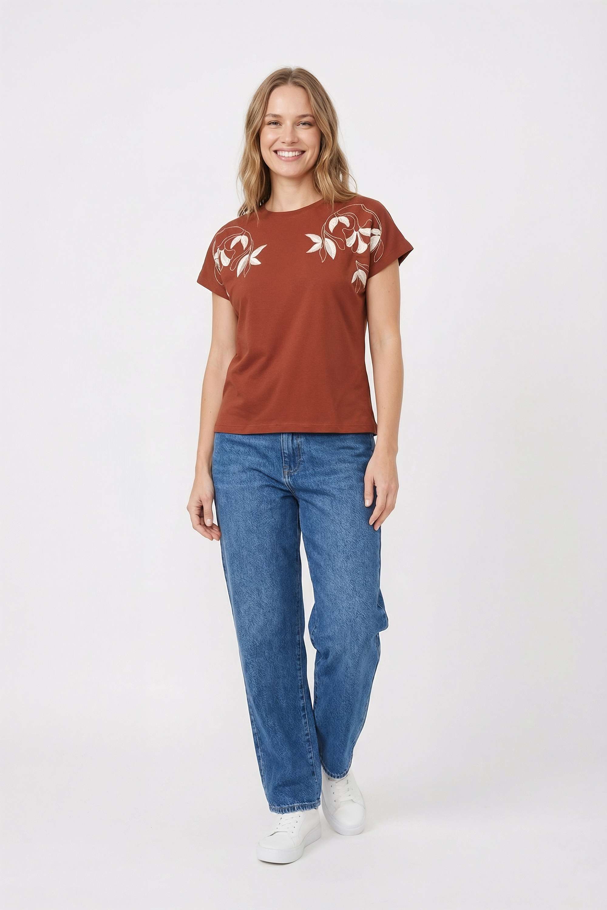 Embroidered-Jersey-Round-Neck-Women-s-T-Shirt