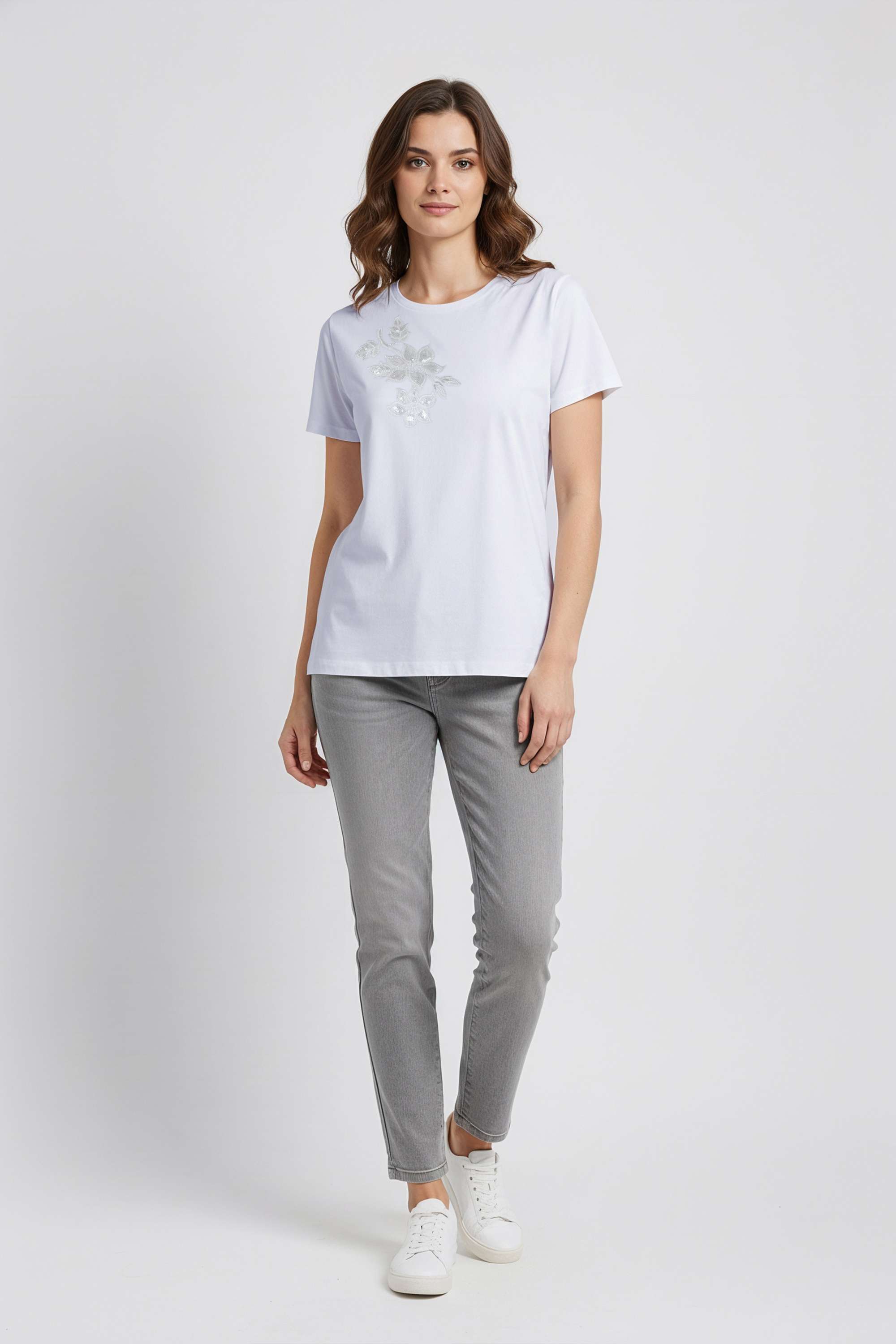 Embroidered-Jersey-Round-Neck-Women-T-Shirt