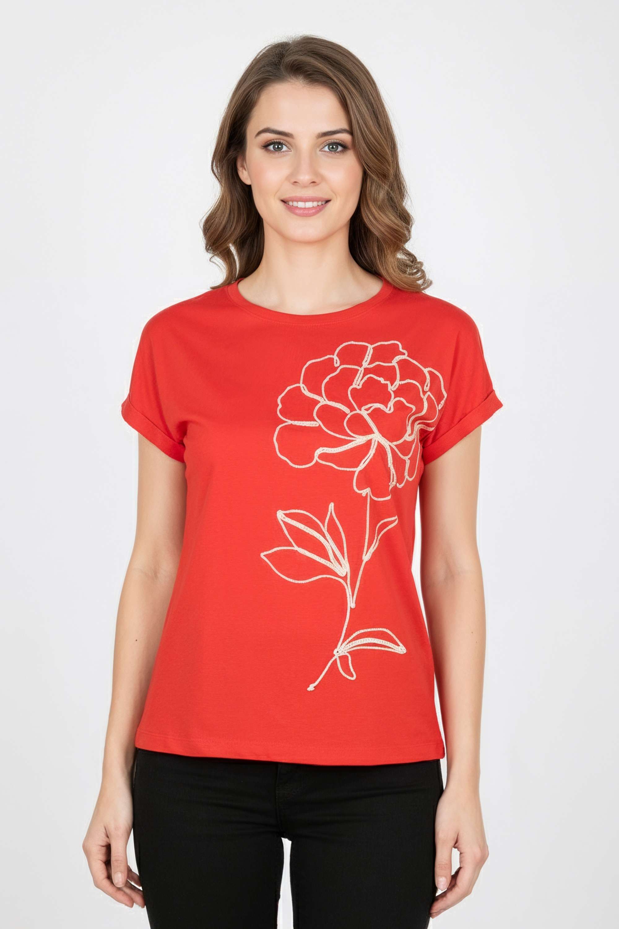 Floral-Cotton-Round-Neck-Women-s-T-Shirt