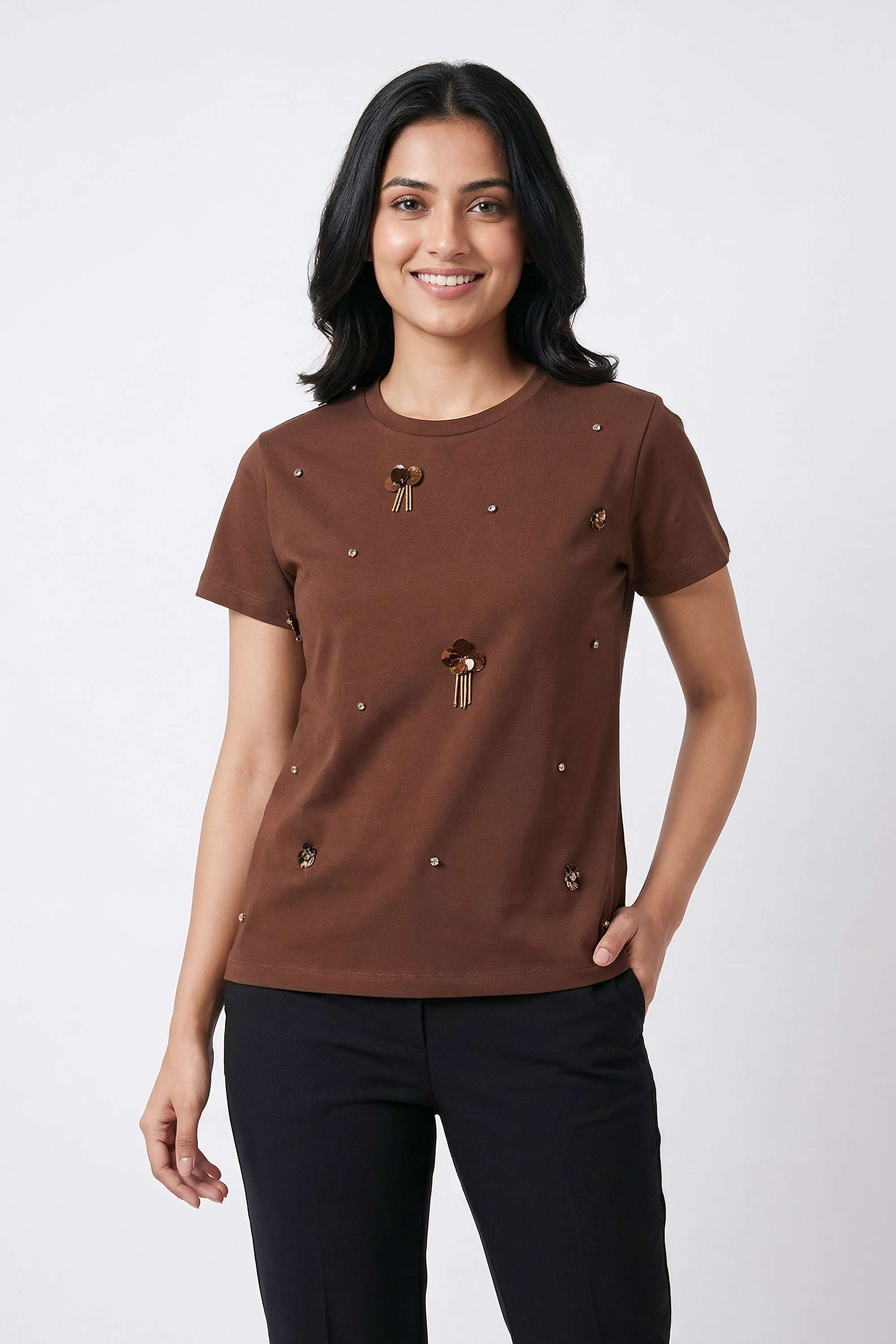 Embroidered-Cotton-Round-Neck-Women-s-T-Shirt