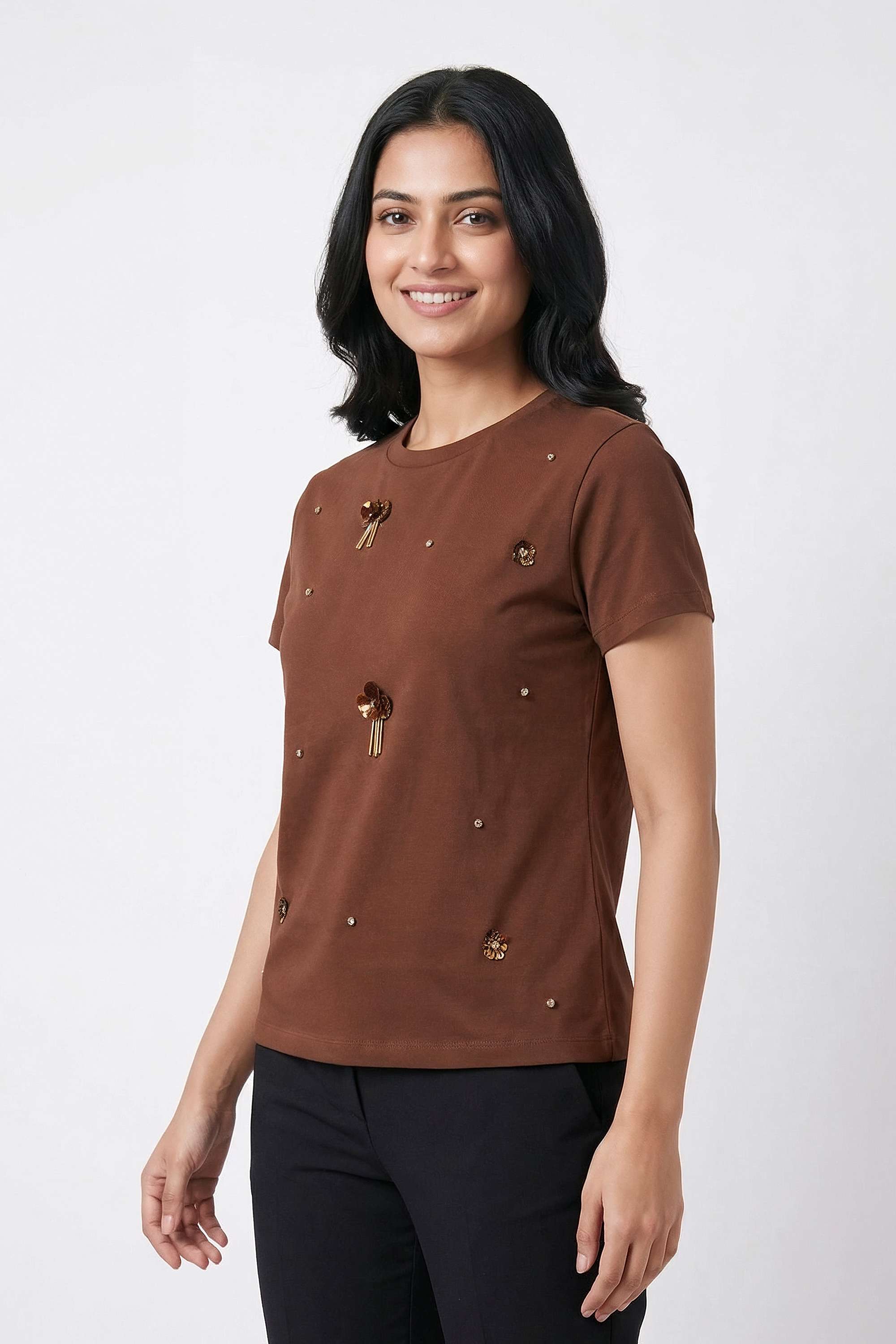 Embroidered-Cotton-Round-Neck-Women-s-T-Shirt
