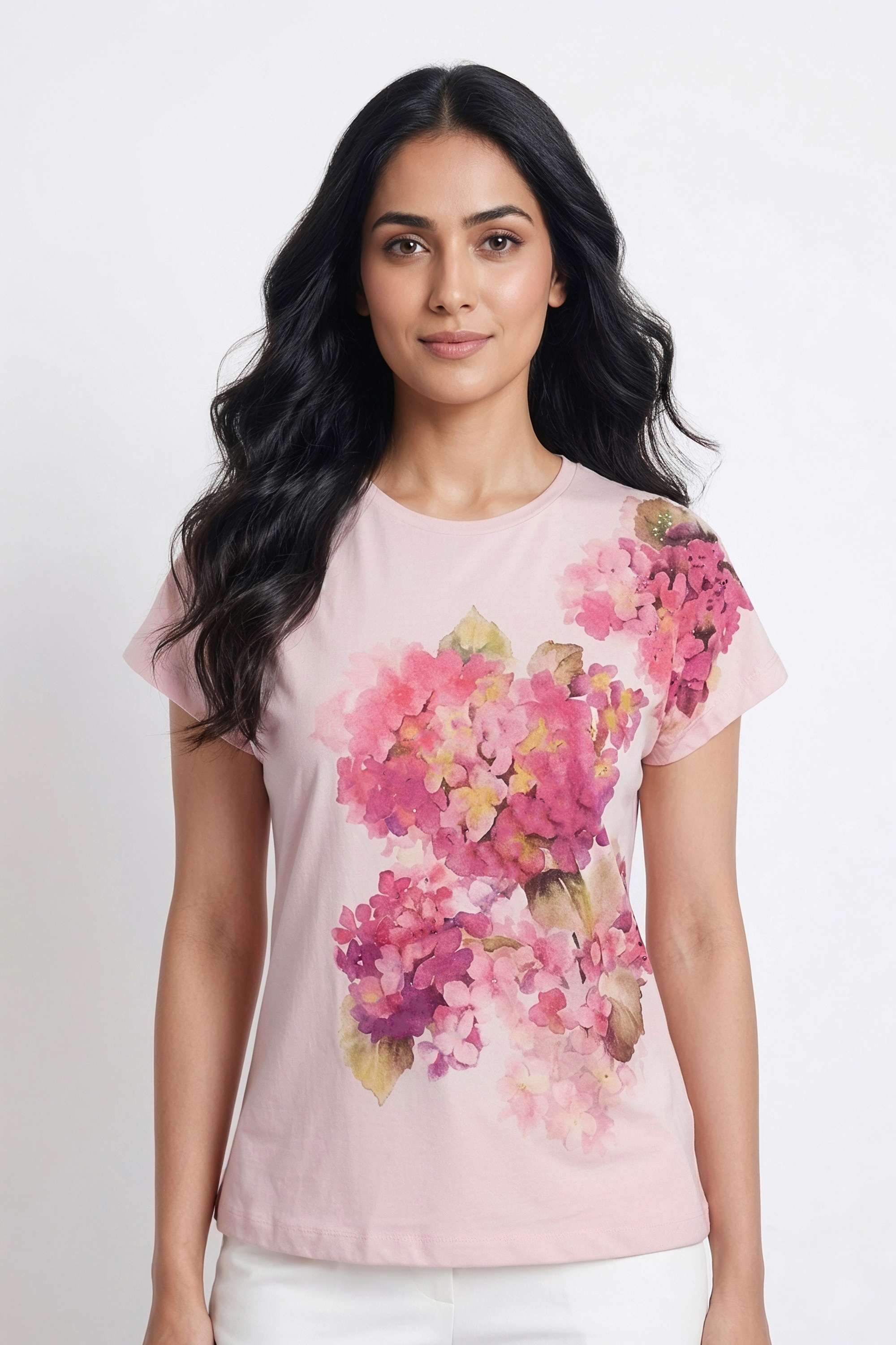 Printed-Polyester-Round-Neck-Women-s-Top