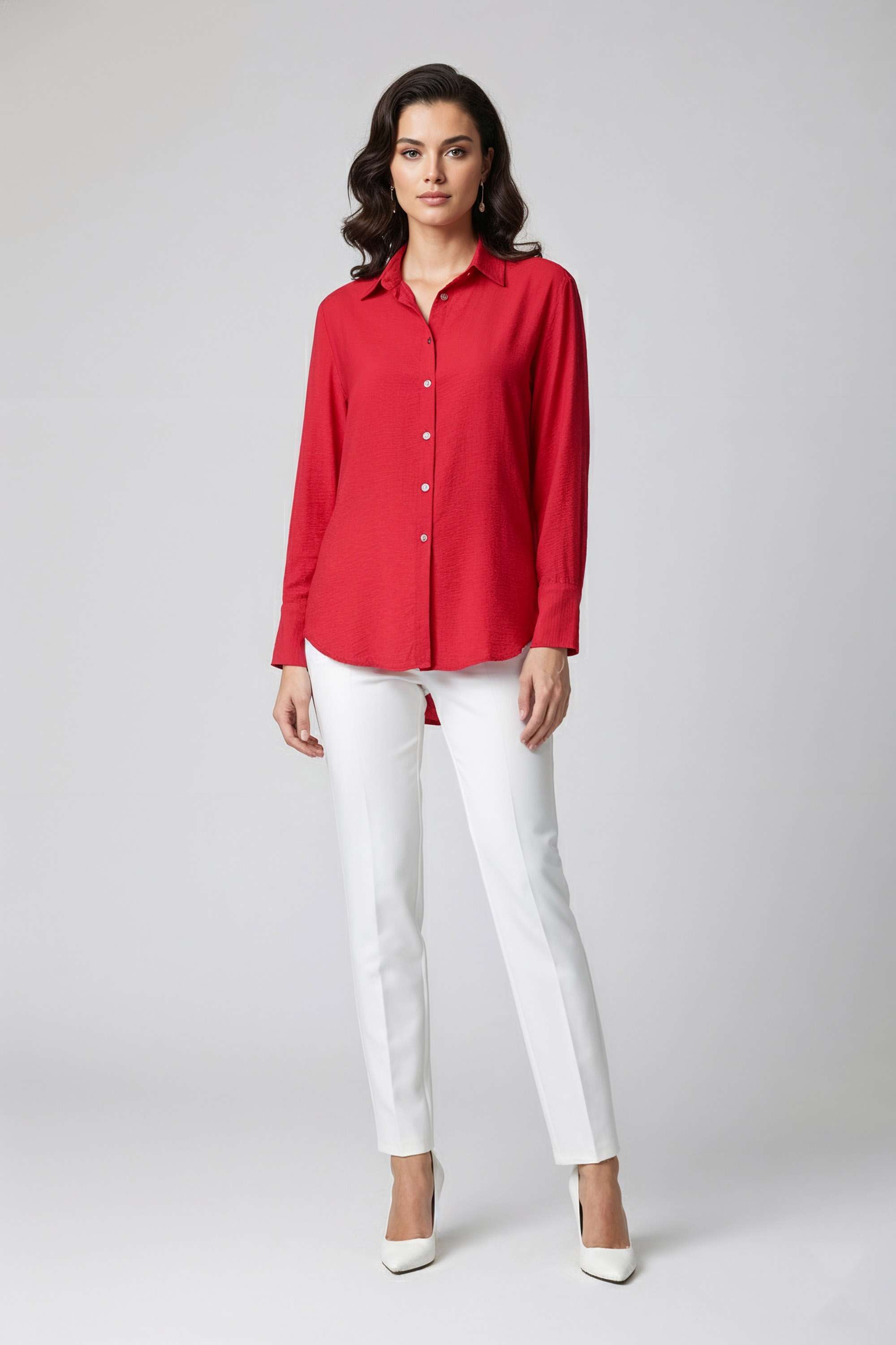 Solid-Collared-Viscose-Women-s-Casual-Wear-Shirt