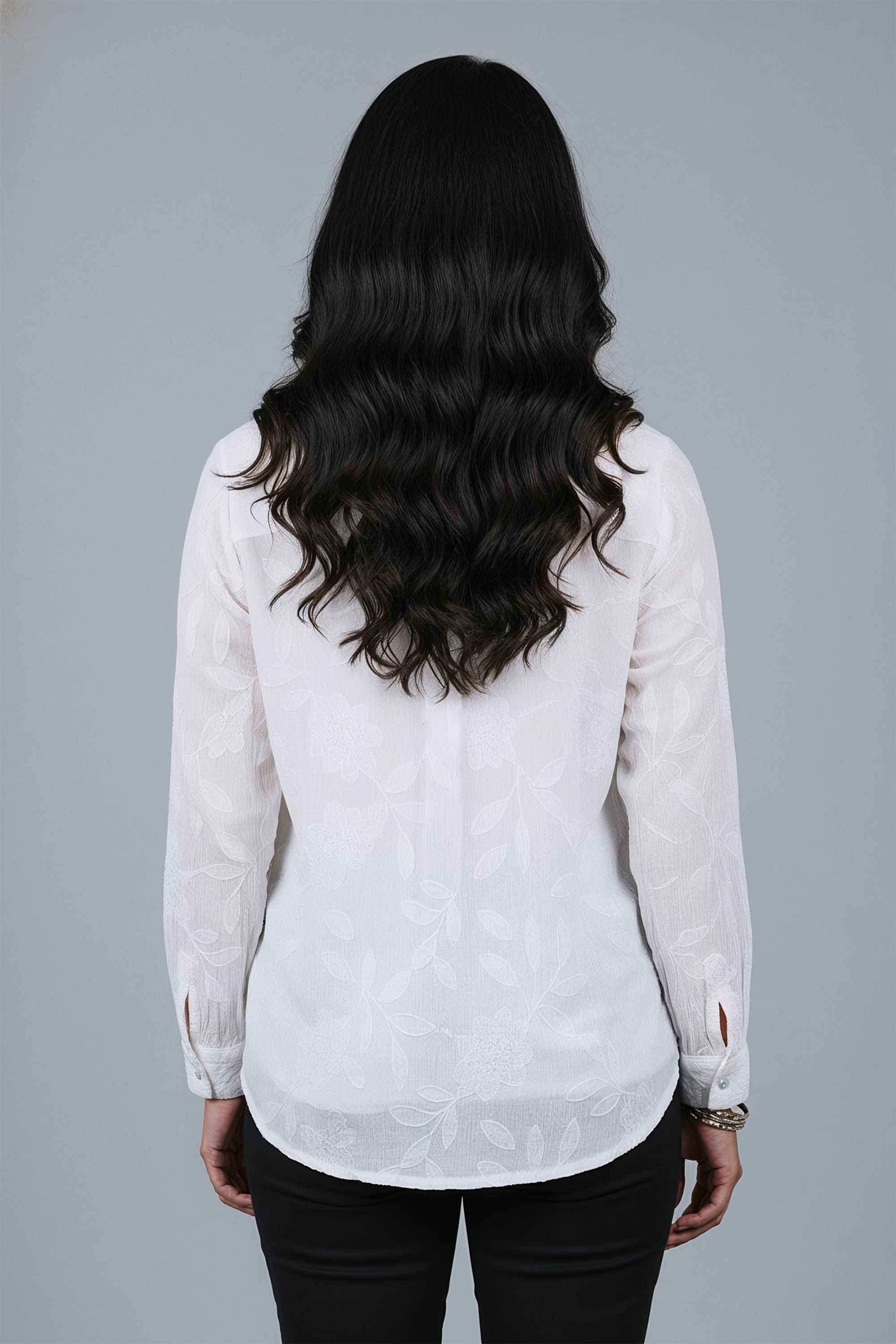 Embroidered-Collared-Blended-Fabric-Women-Casual-Wear-Shirt