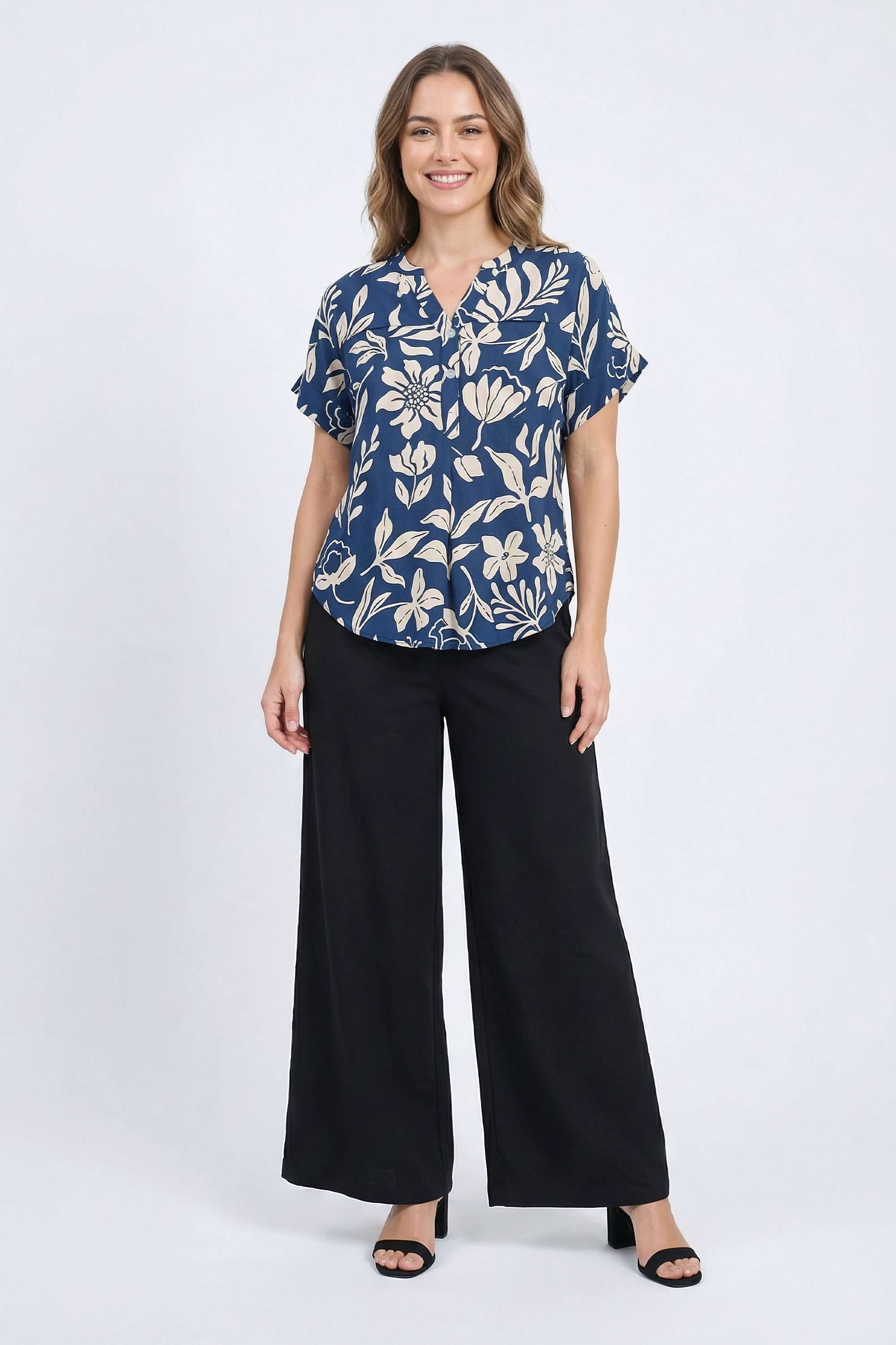 Printed-Rayon-V-Neck-Women-Top