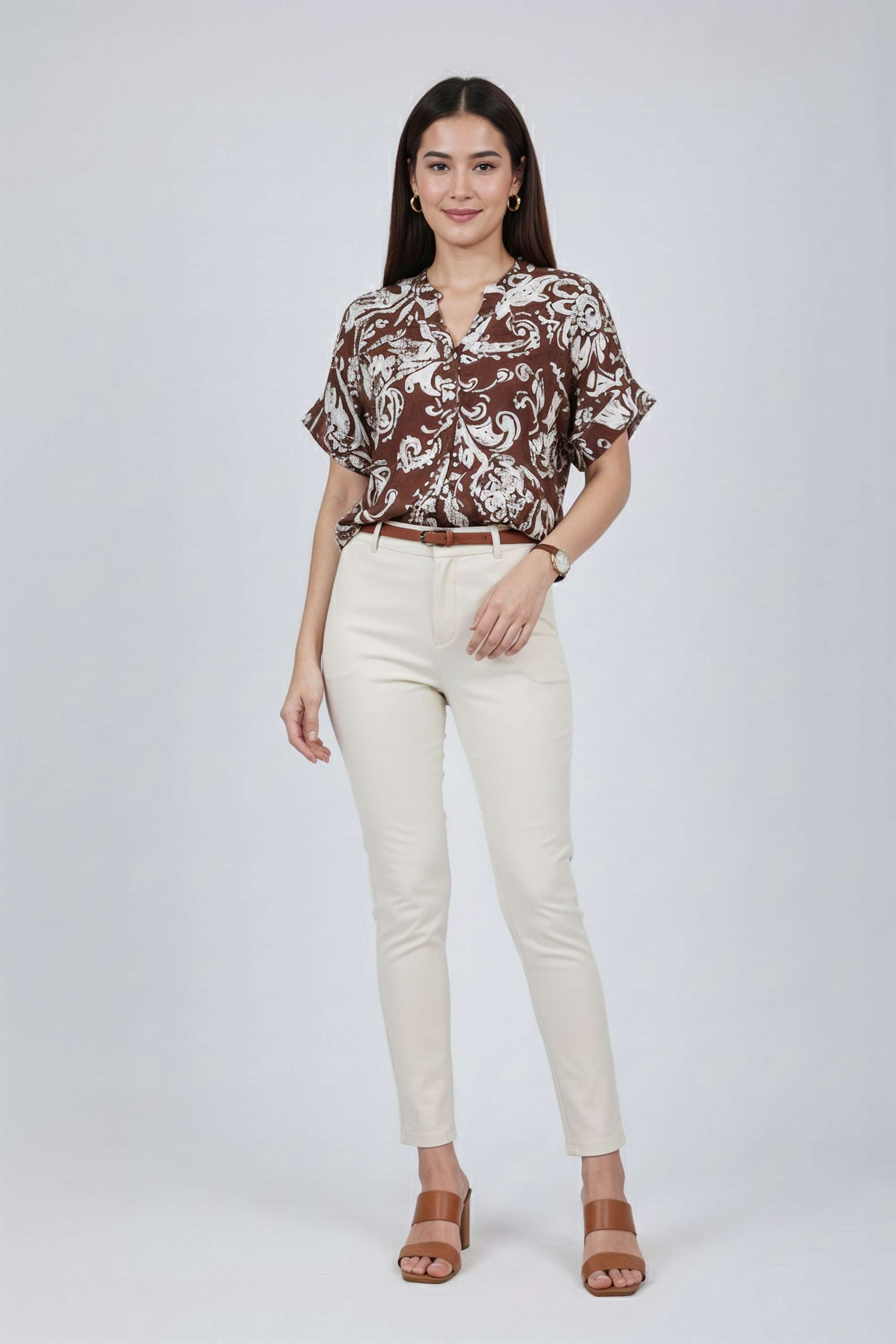 Printed-Rayon-V-Neck-Women-Top