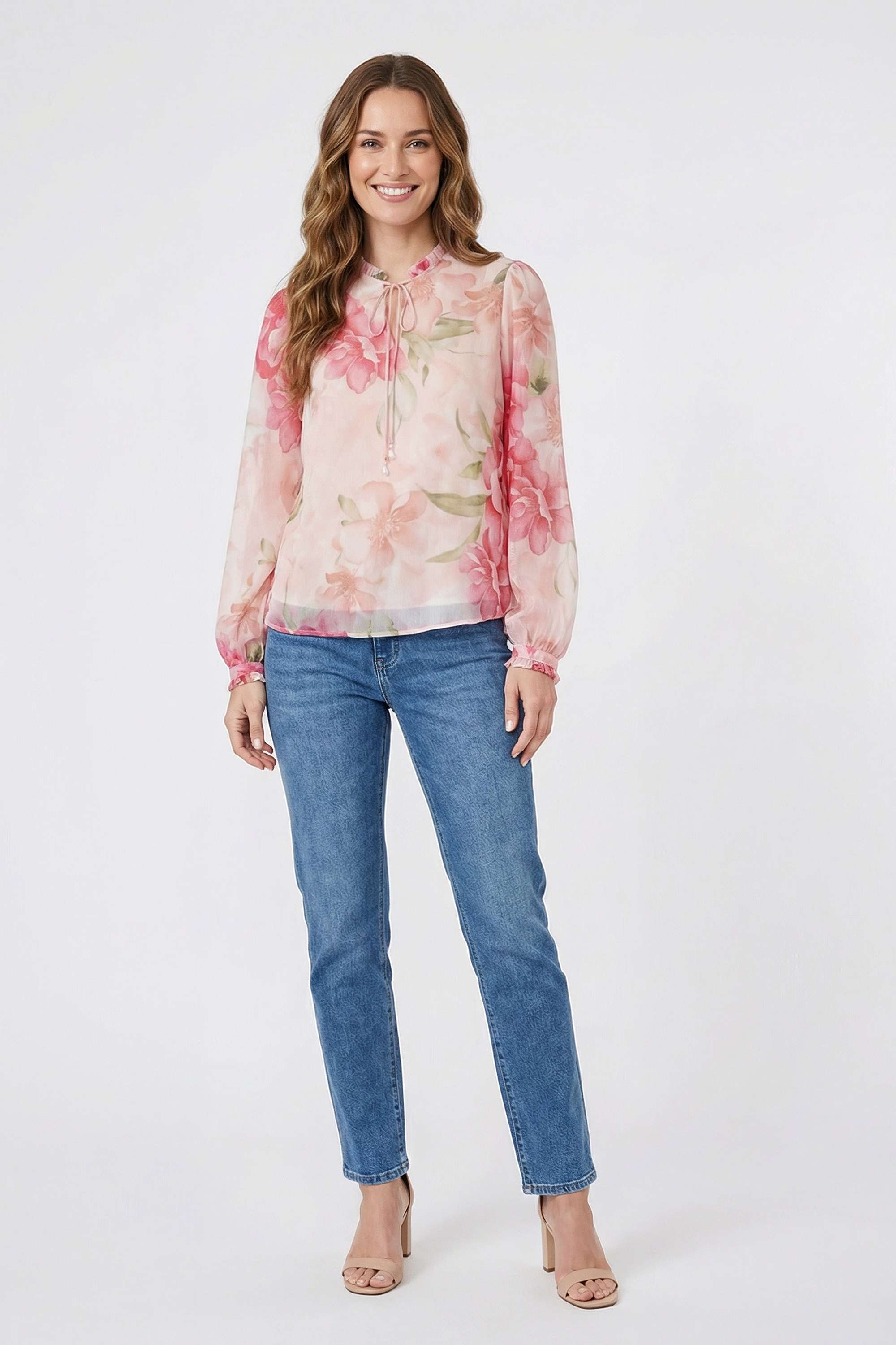 Printed-Chiffon-V-Neck-Women-Top