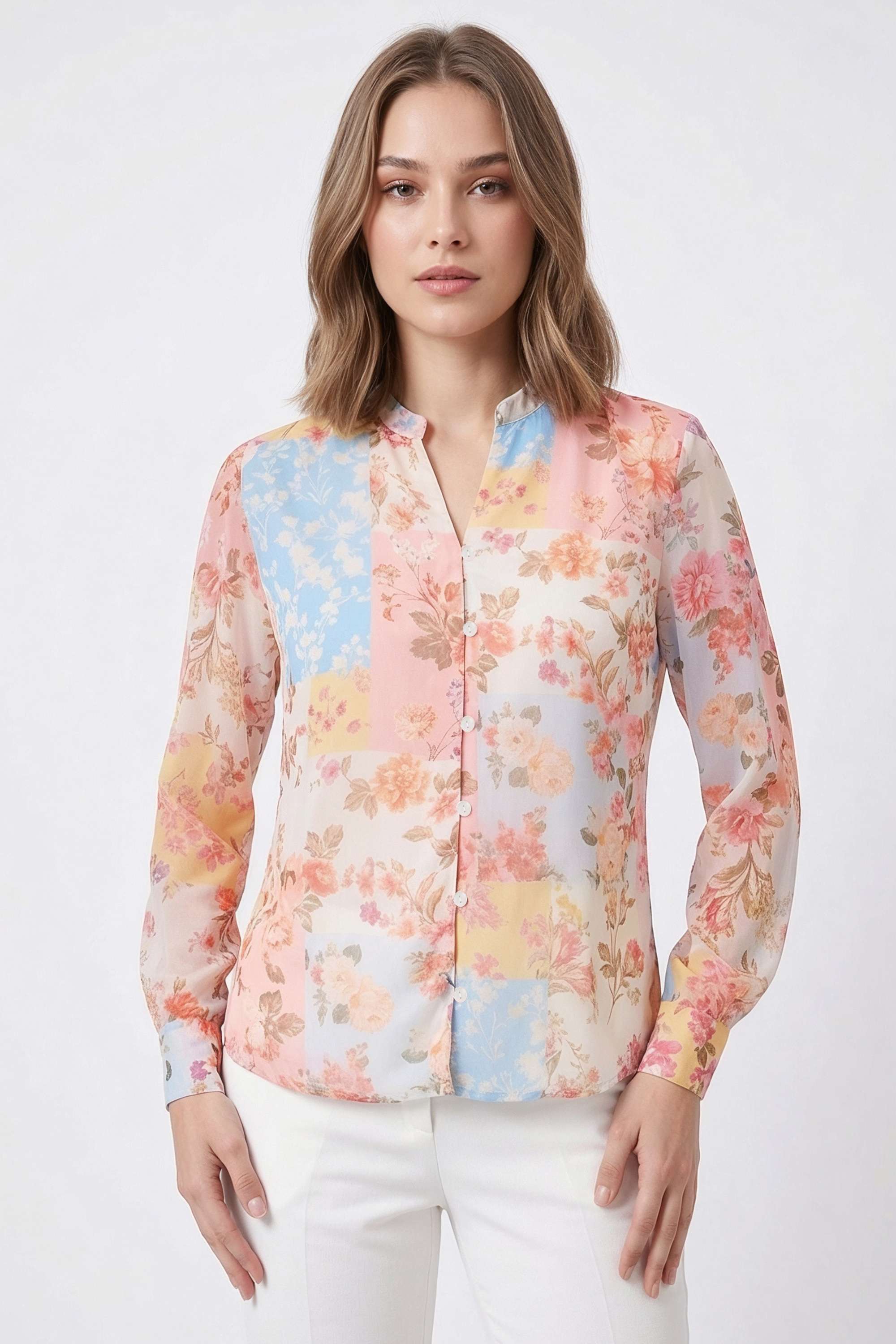 Printed-Polyester-Henley-Women-s-Top
