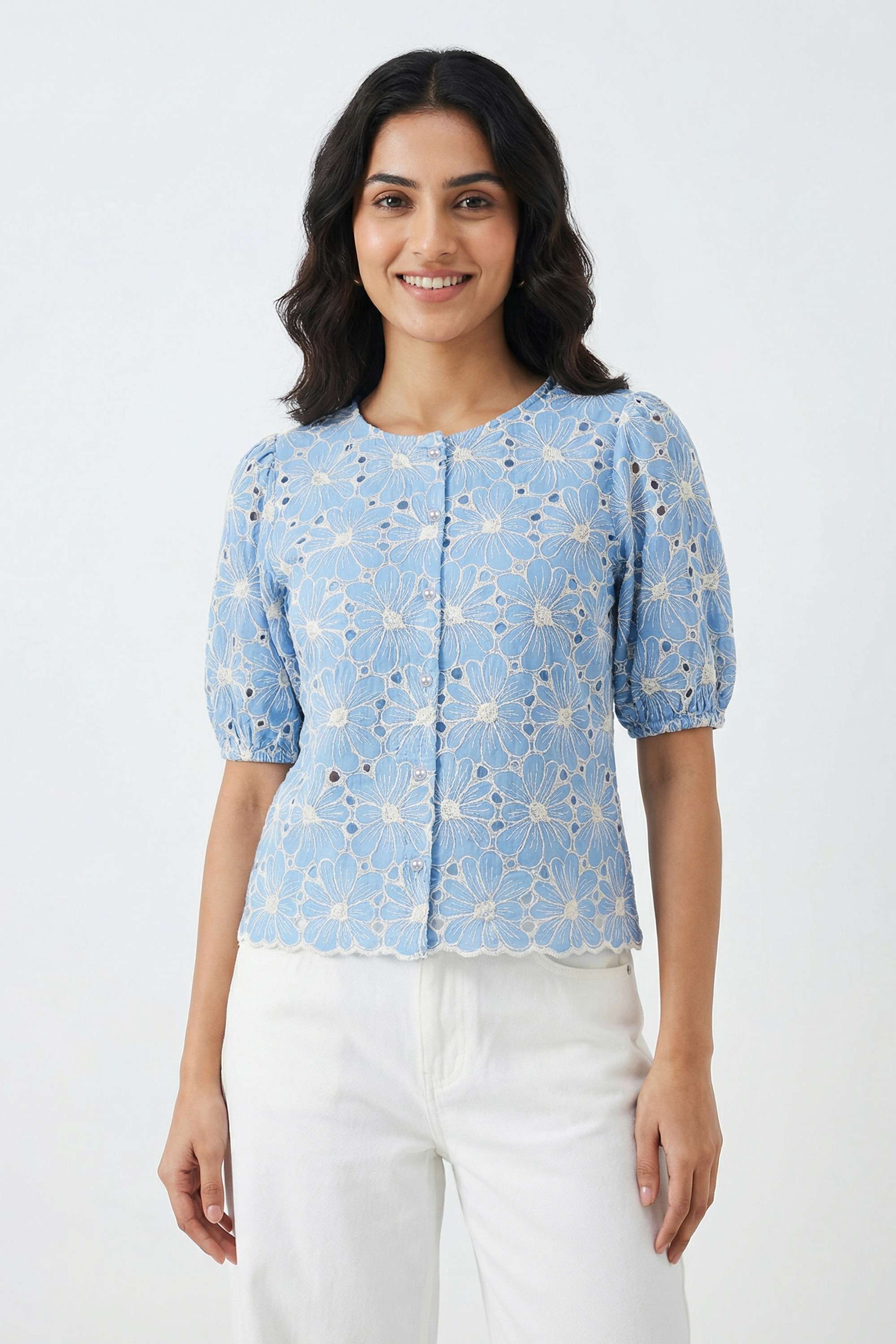 Schiffli-Cotton-Round-Neck-Women-s-Top