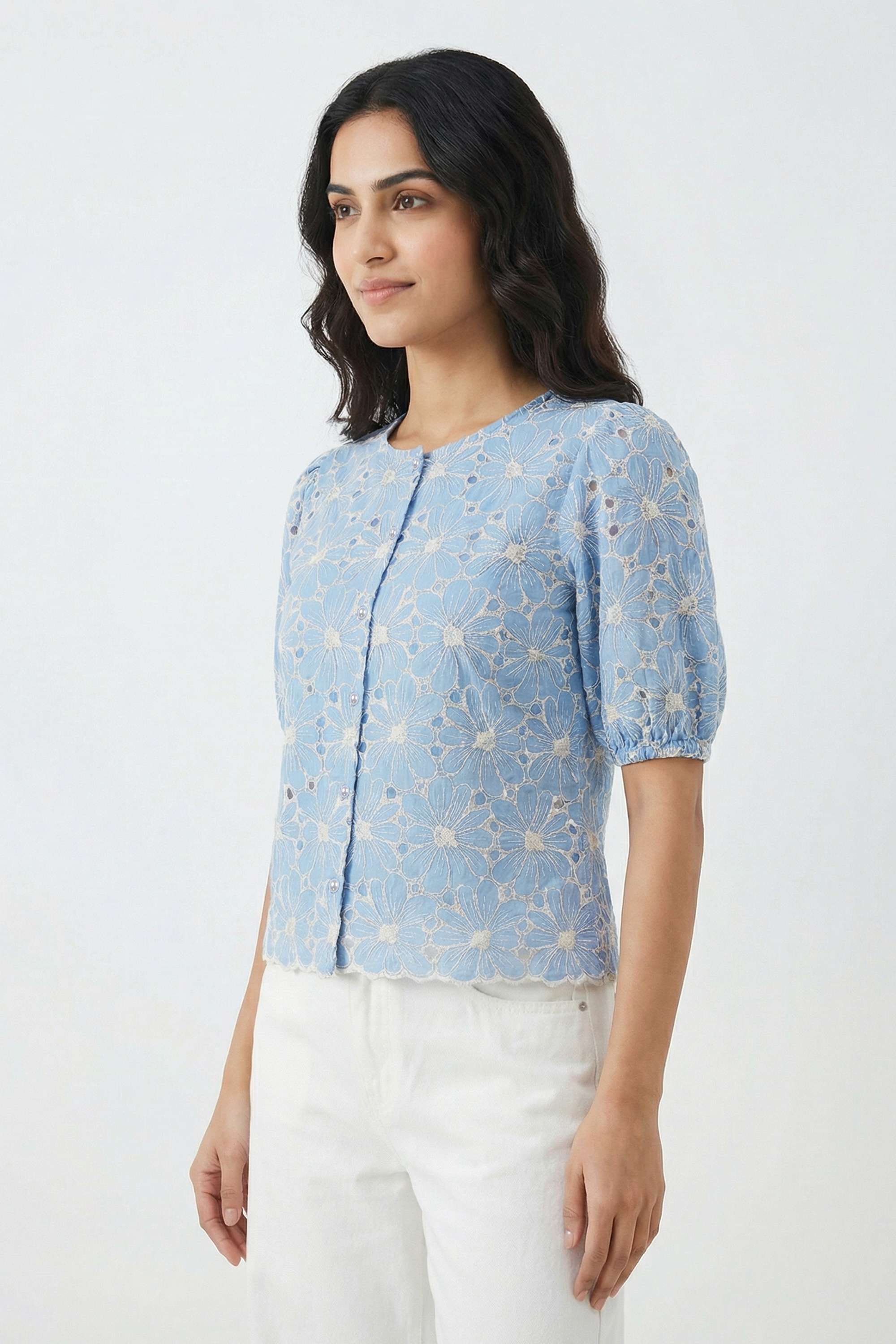 Schiffli-Cotton-Round-Neck-Women-s-Top