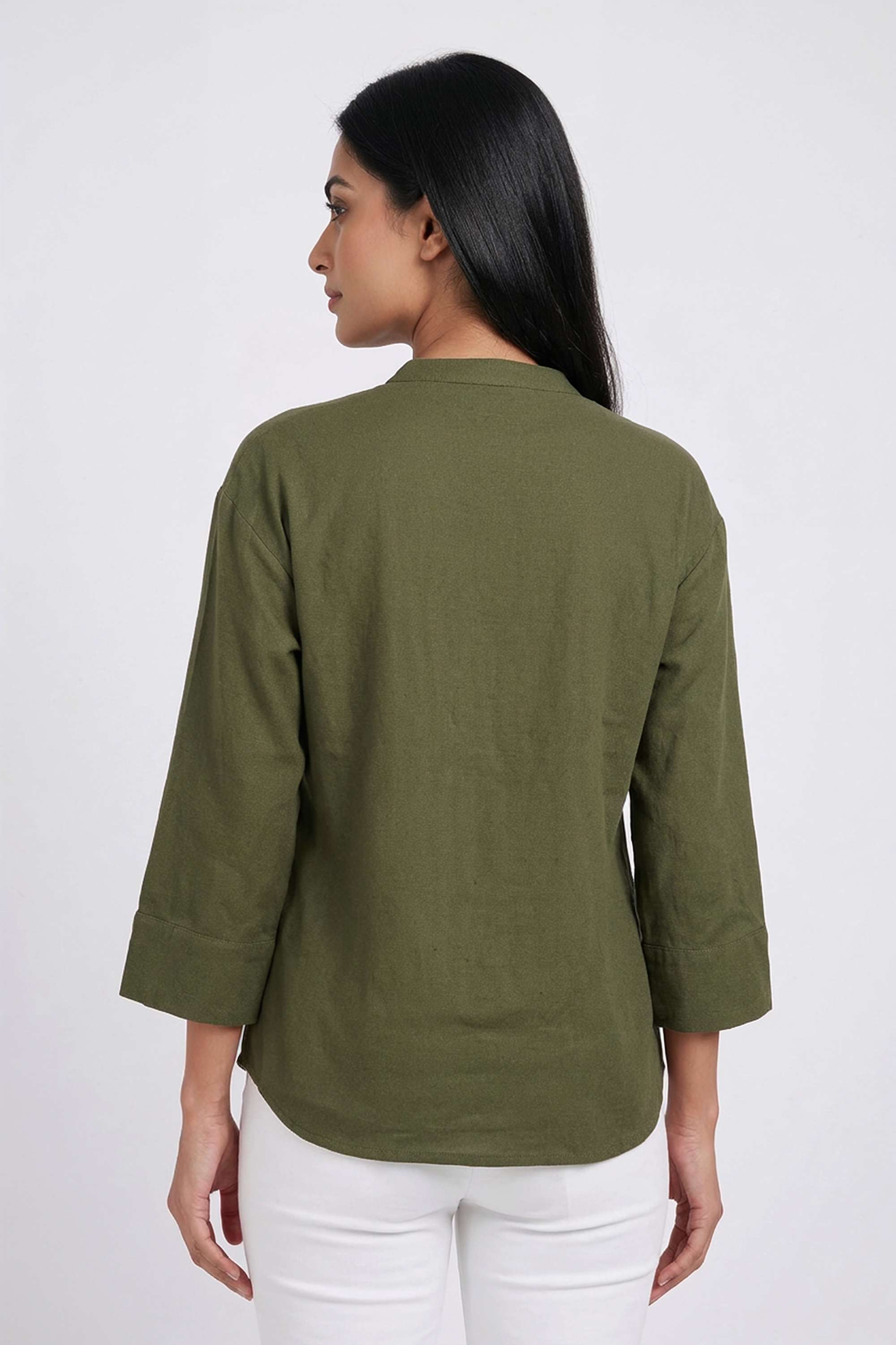 Solid-Cotton-Round-Neck-Women-Top