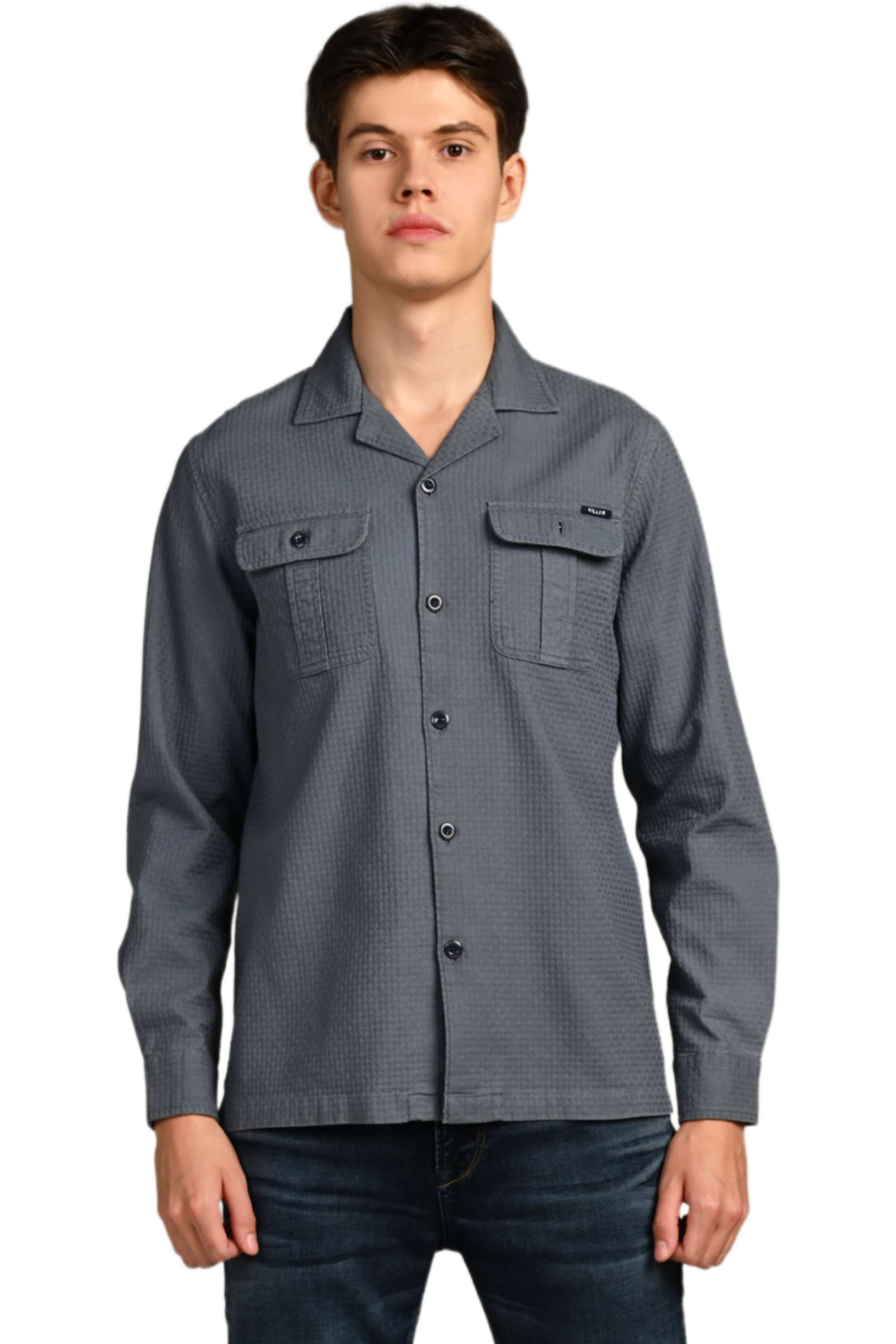 Solid-Cotton-Straight-Fit-Men-Casual-Wear-Shirt