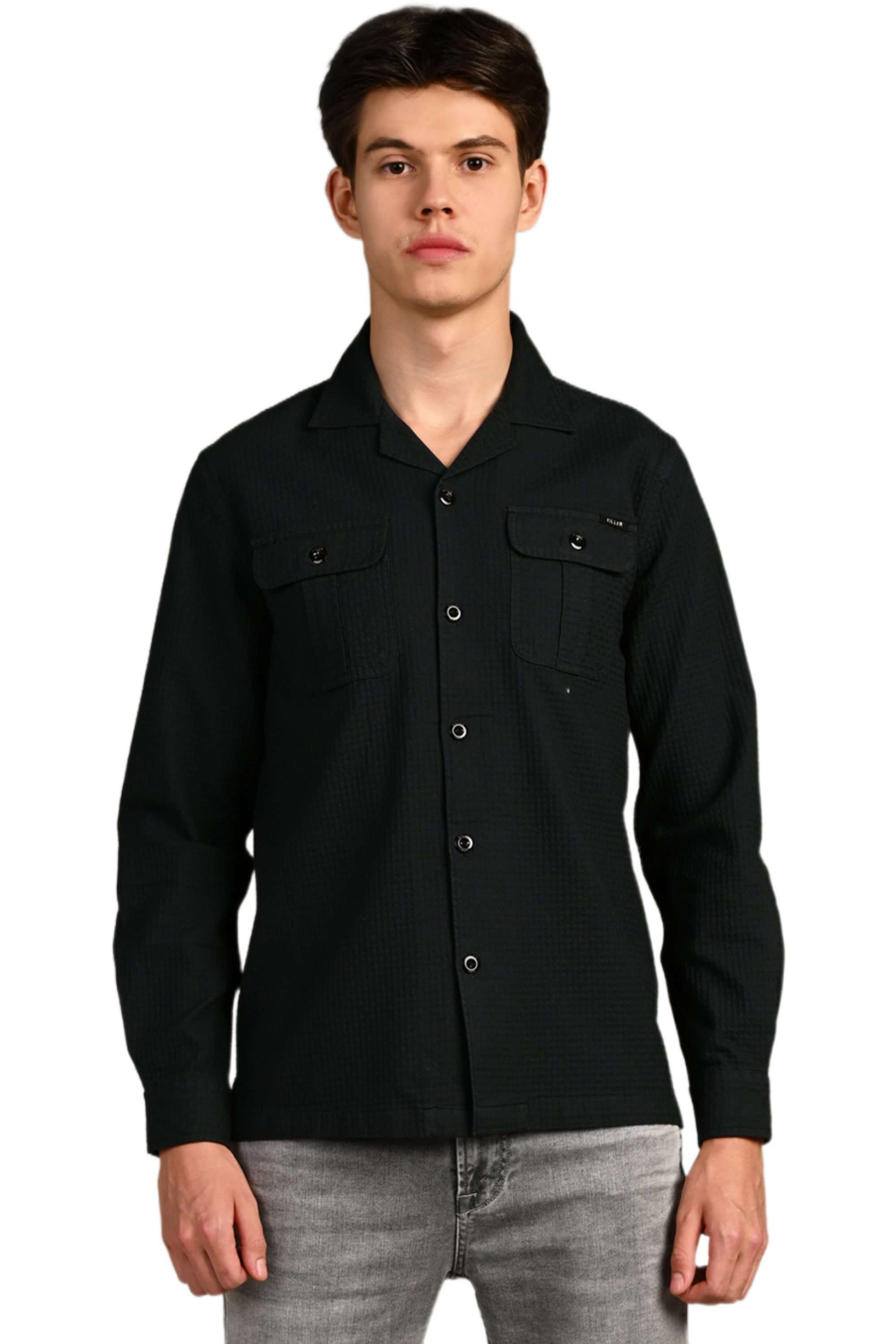 Solid-Cotton-Straight-Fit-Men-Casual-Wear-Shirt