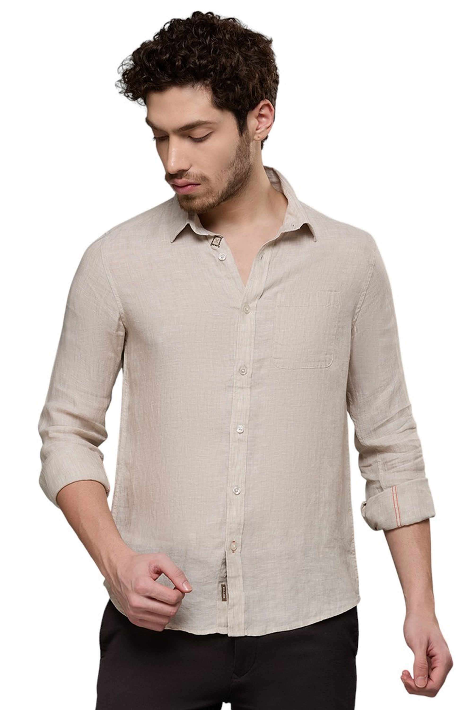 Solid-Linen-Slim-Fit-Men-s-Casual-Shirt