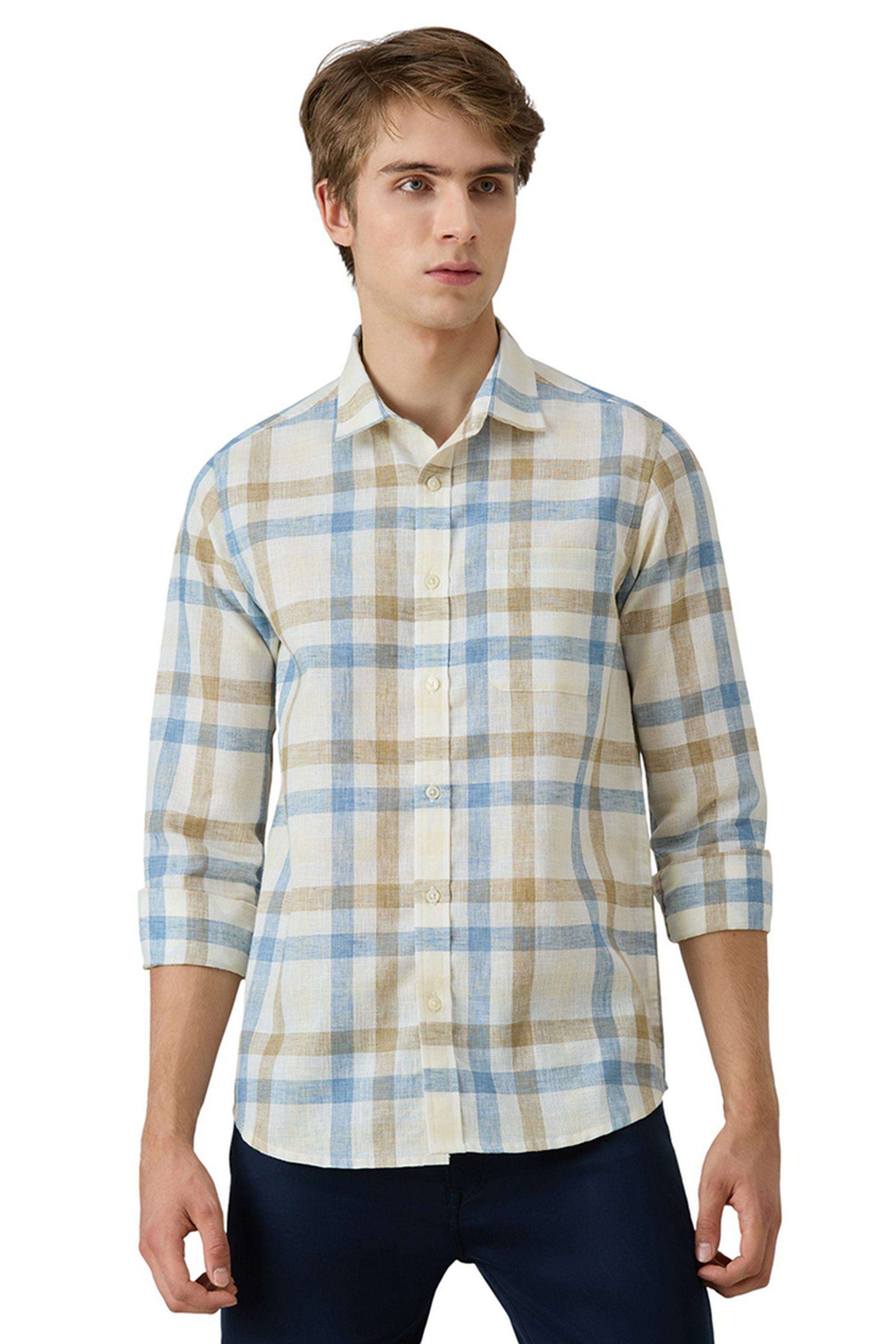 Checks-Polyester-Cotton-Regular-Fit-Men-s-Casual-Shirt