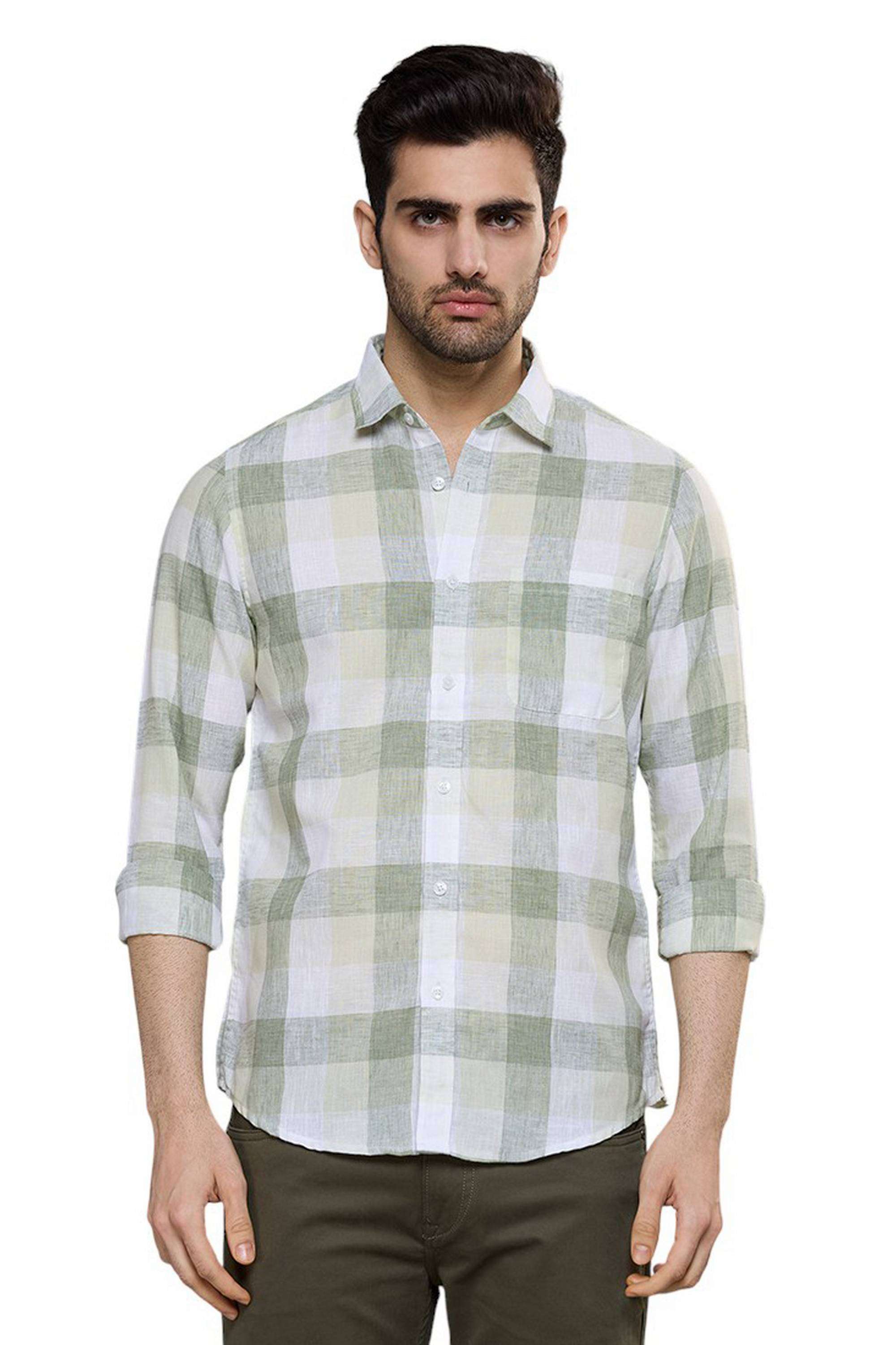 Checks-Polyester-Viscose-Fleece-Regular-Fit-Men-s-Shirt
