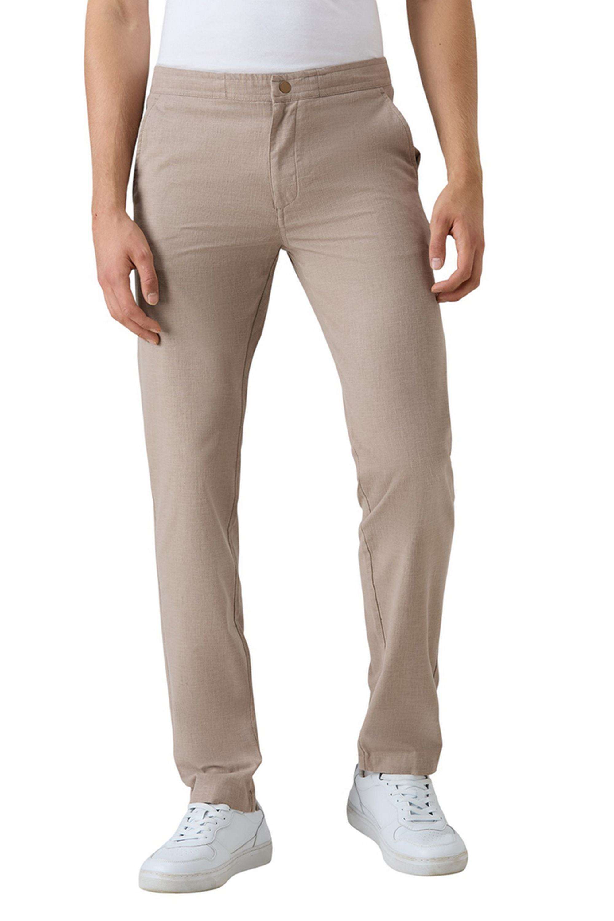 Solid-Polyester-Cotton-Regular-Fit-Men-s-Casual-Trousers