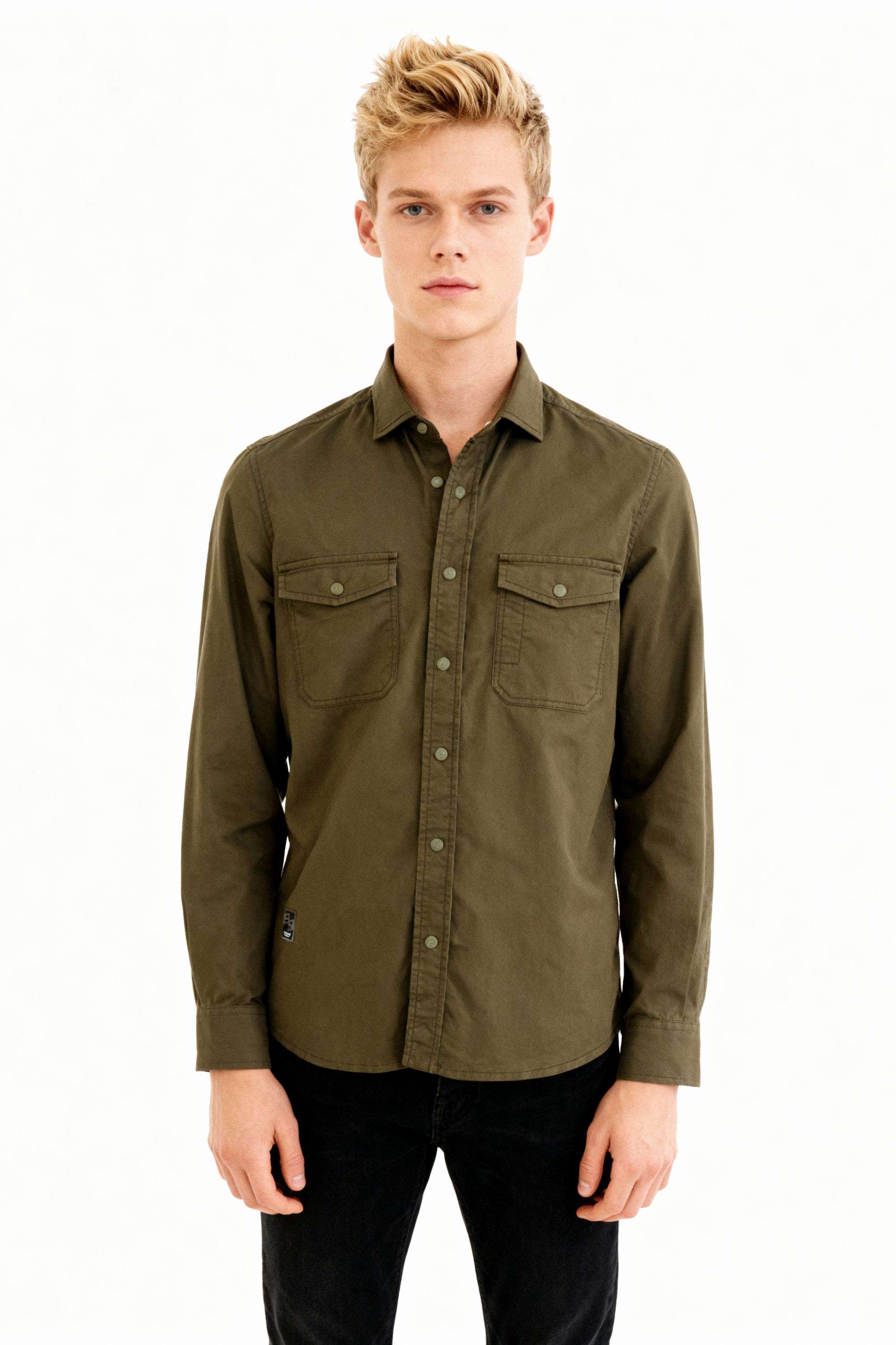 Solid-Cotton-Lycra-Straight-Fit-Men-s-Shirt