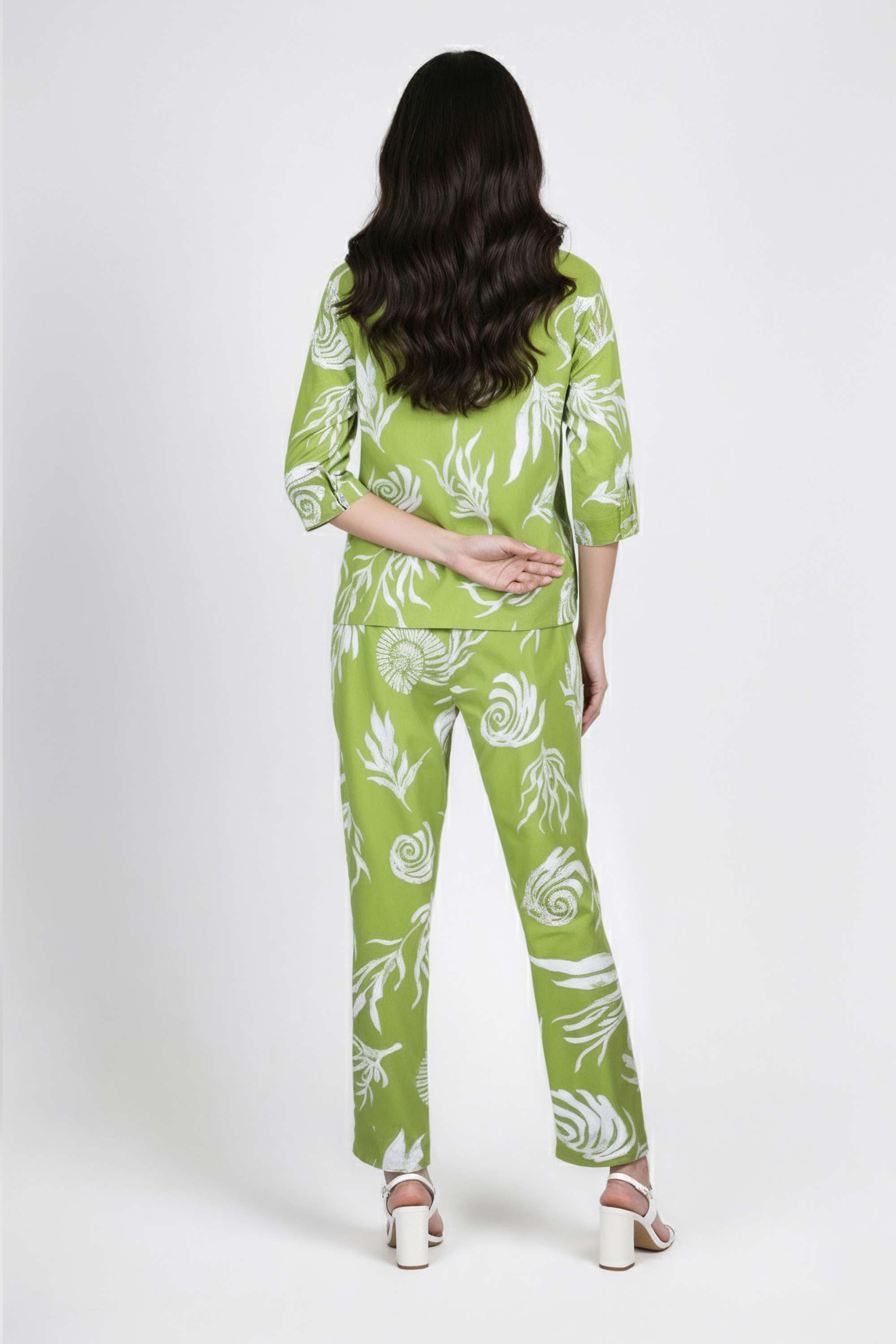 Printed-Collared-Blended-Fabric-Women-s-Co-Ord-Set