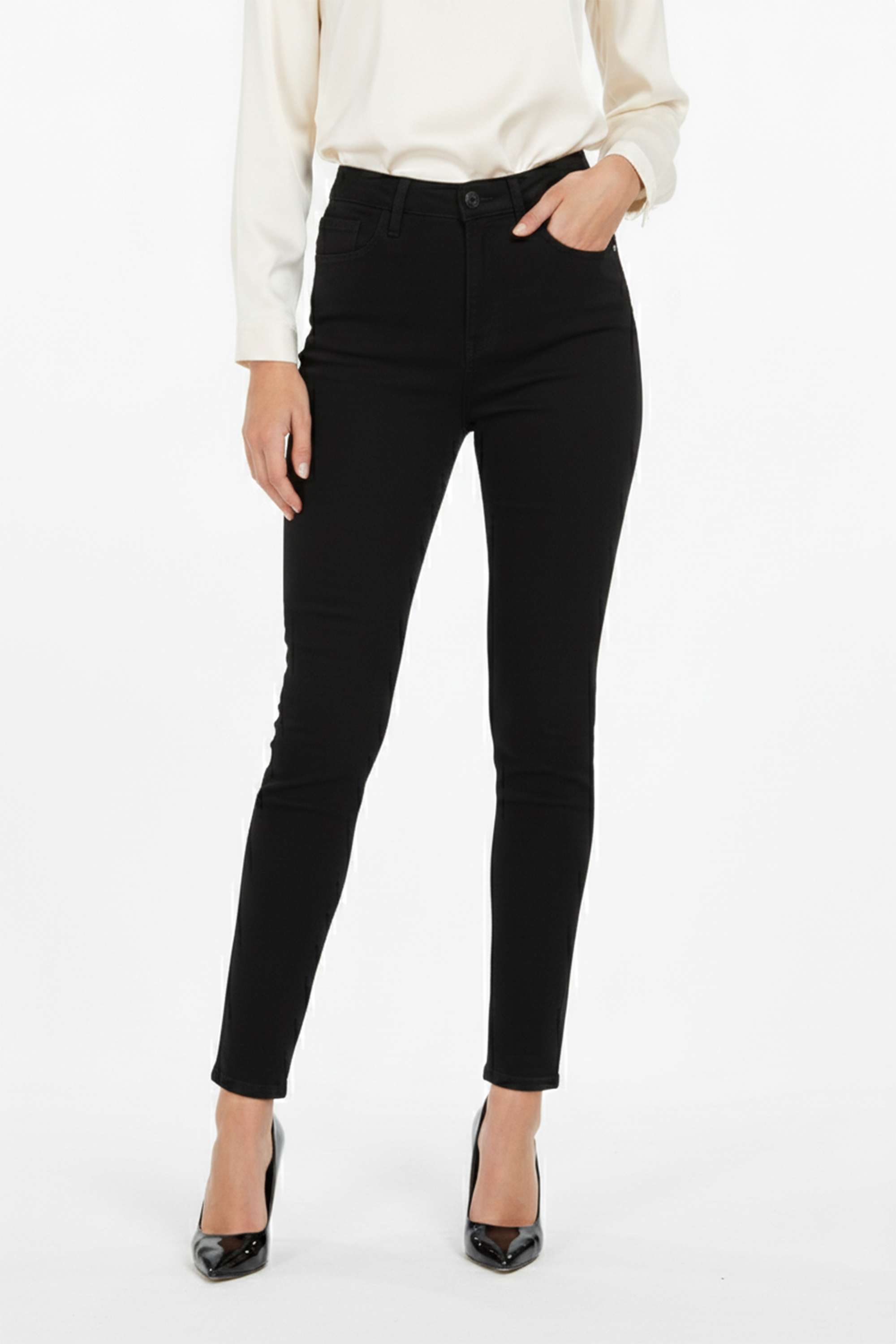High-Rise-Blended-Fabric-Skinny-Fit-Women-s-Jeans