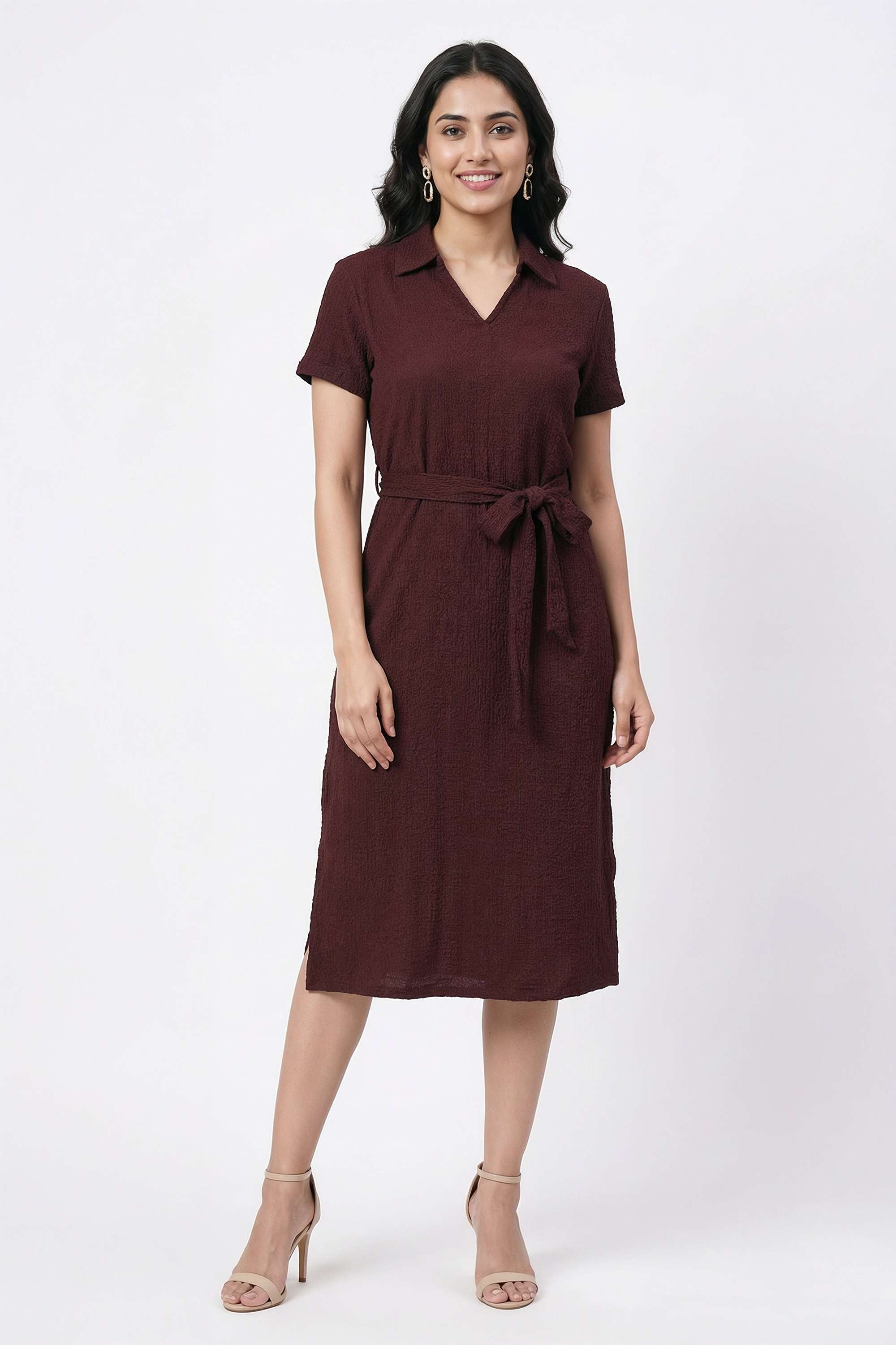 Solid-Collared-Cotton-Women-Dress