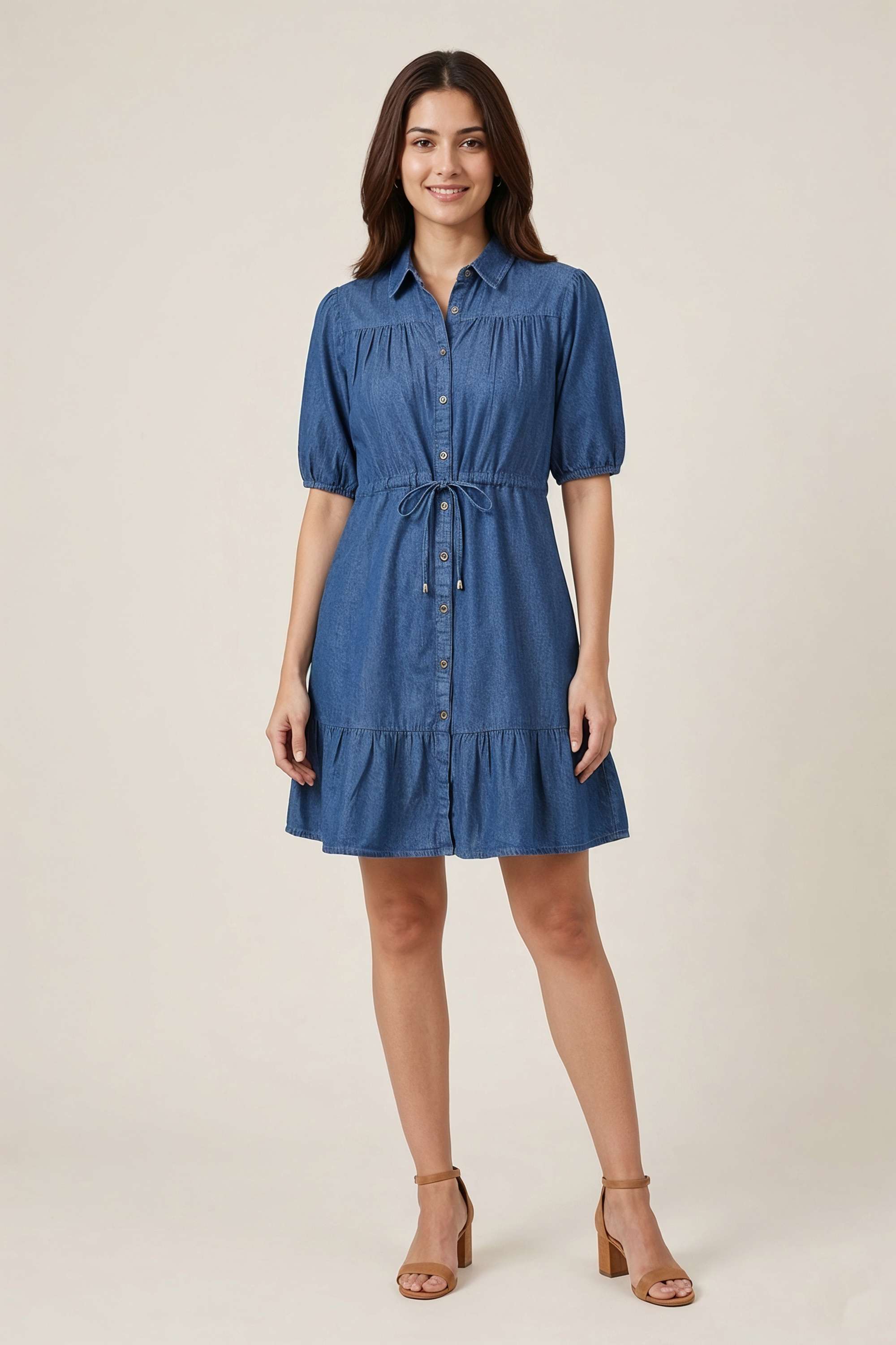 Solid-Collared-Cotton-Women-Dress