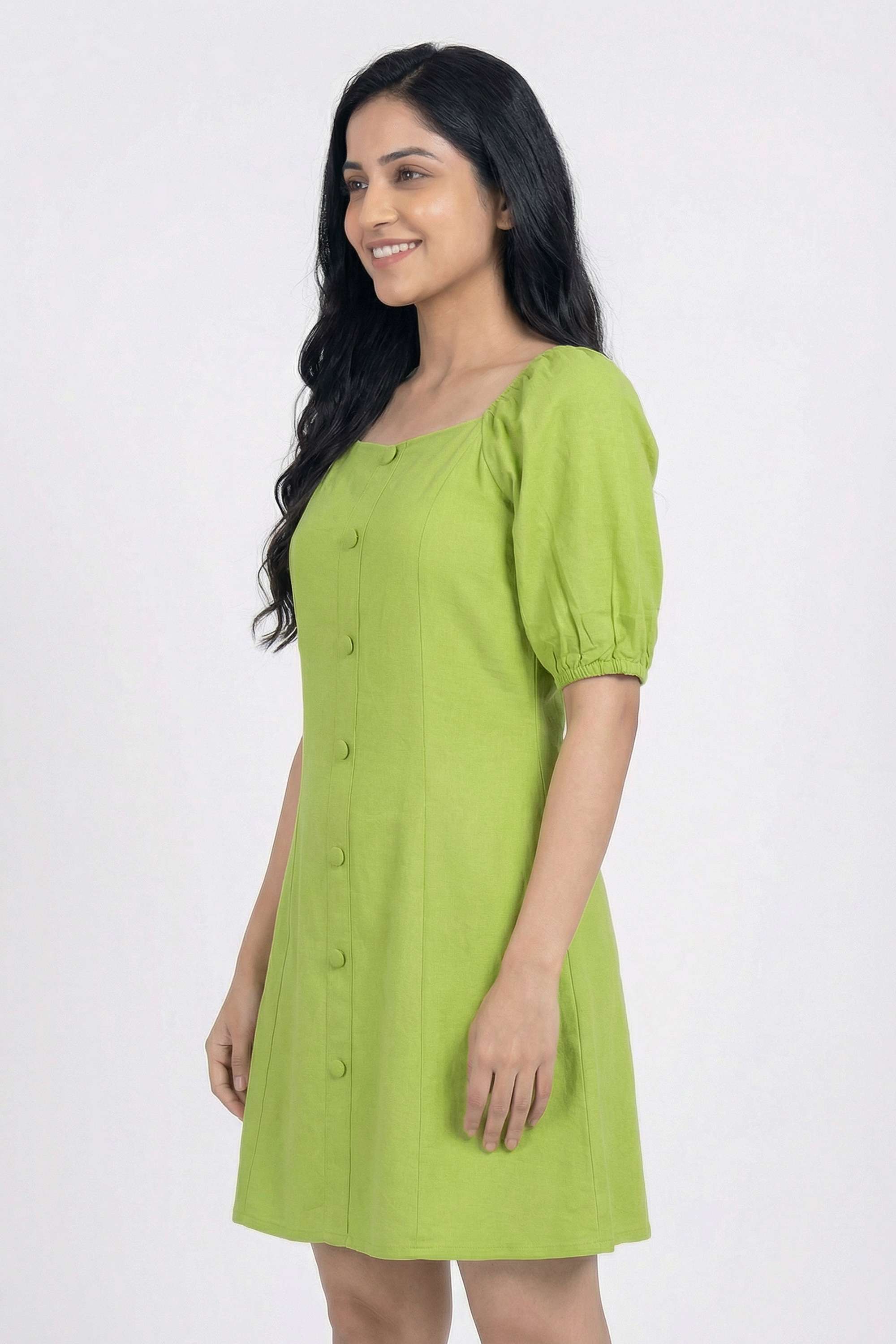 Solid-Square-Neck-Cotton-Women-Dress