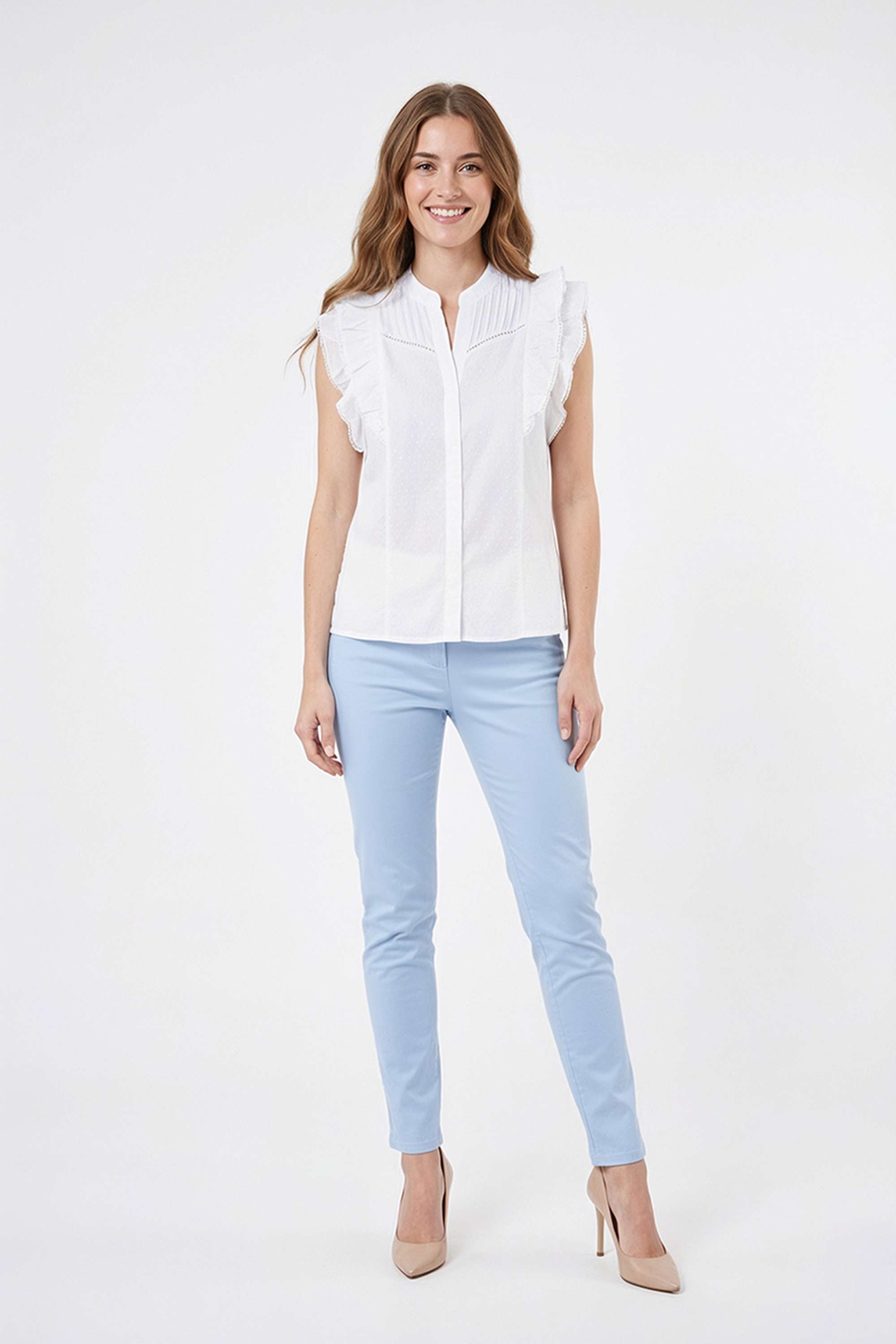 Dobby-Collared-Blended-Fabric-Women-s-Casual-Wear-Shirt