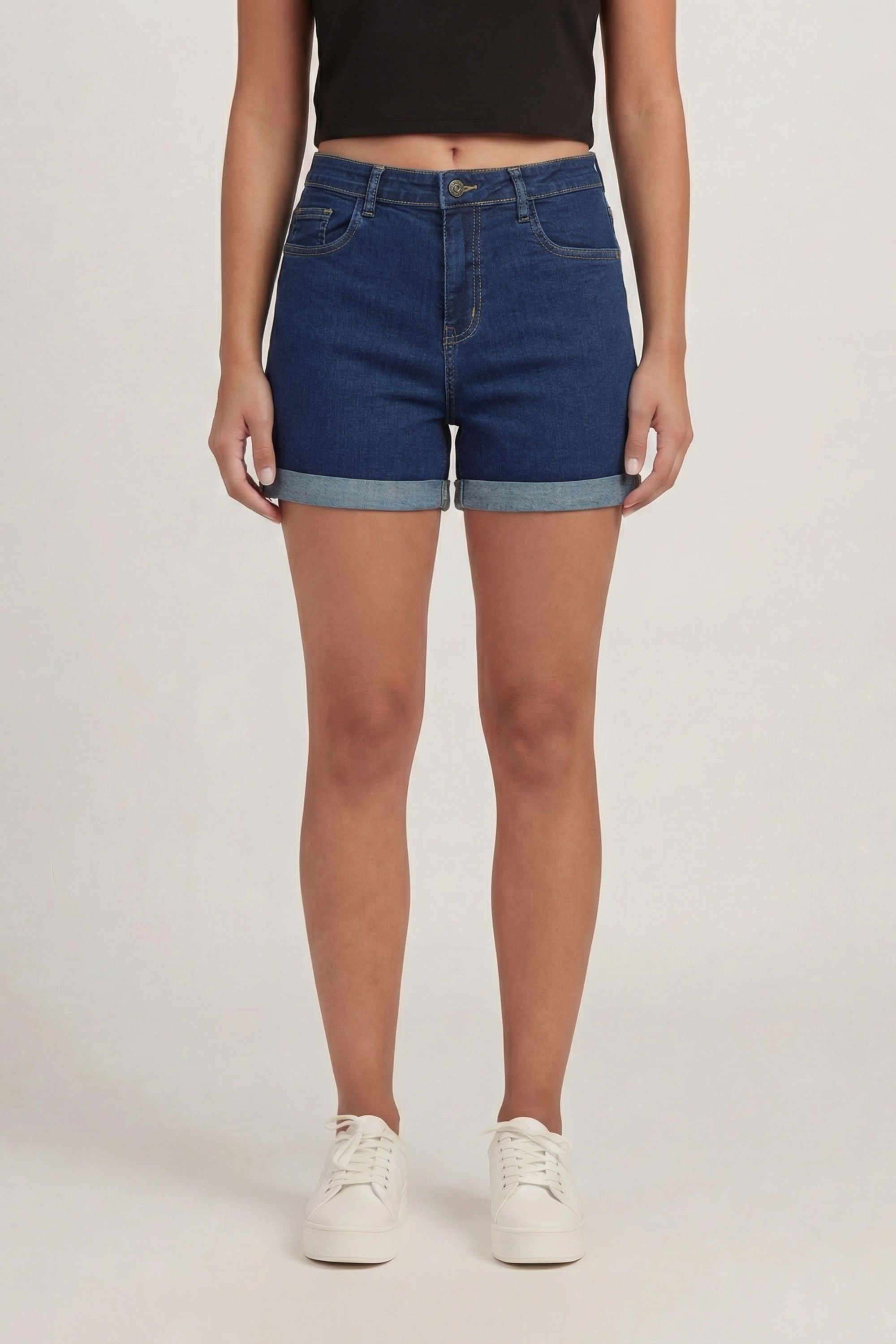 Regular-Fit-Mid-Thigh-Blended-Fabric-Women-s-Casual-Wear-Shorts