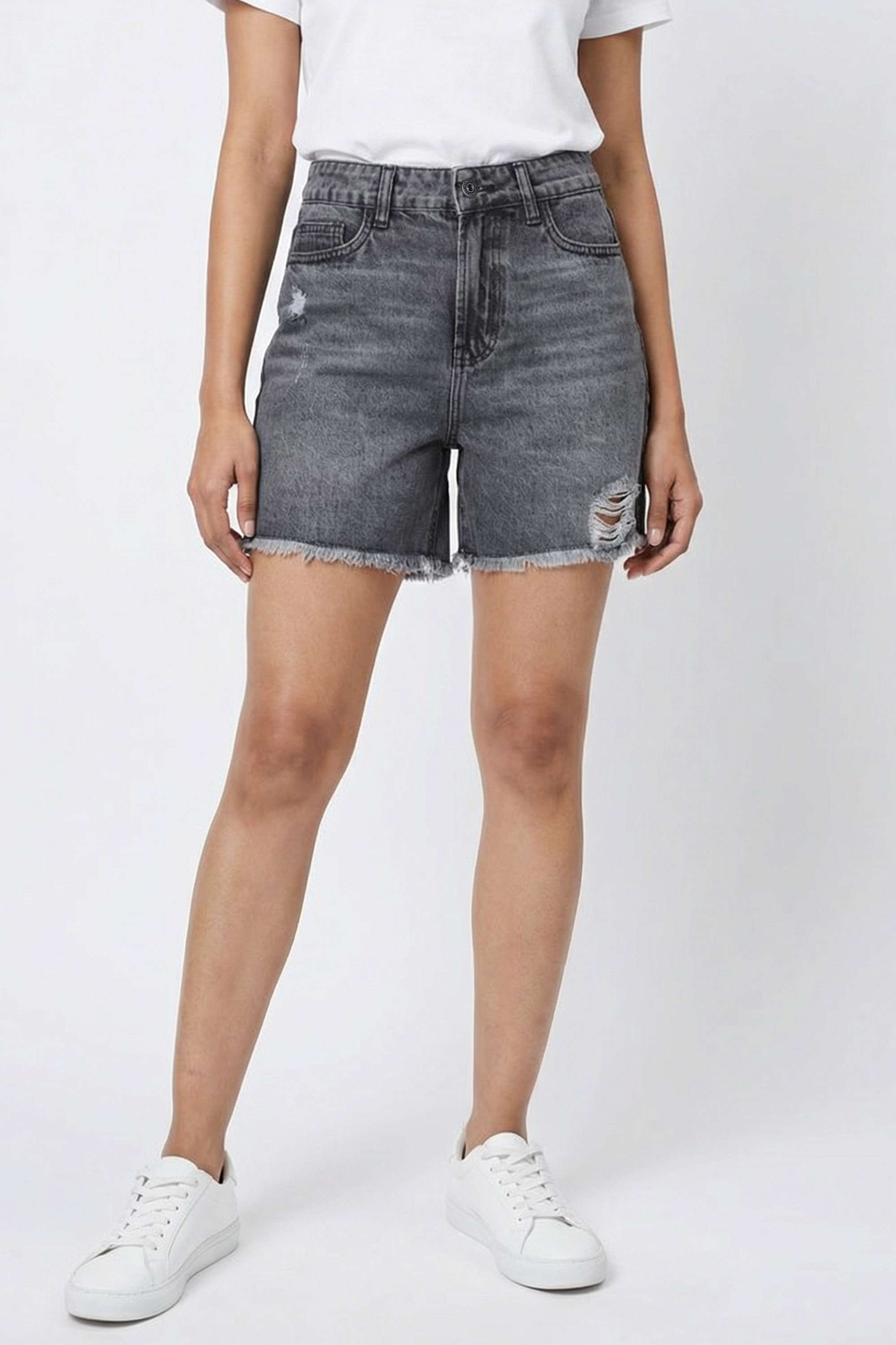 Regular-Fit-Above-Knee-Denim-Women-s-Casual-Wear-Shorts