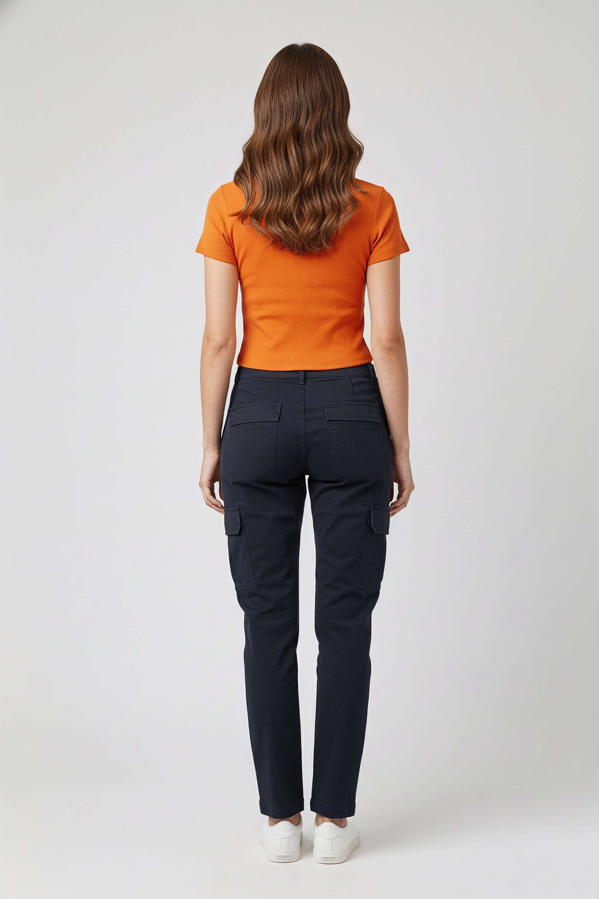 Solid-Blended-Fabric-Round-Neck-Women-T-Shirt