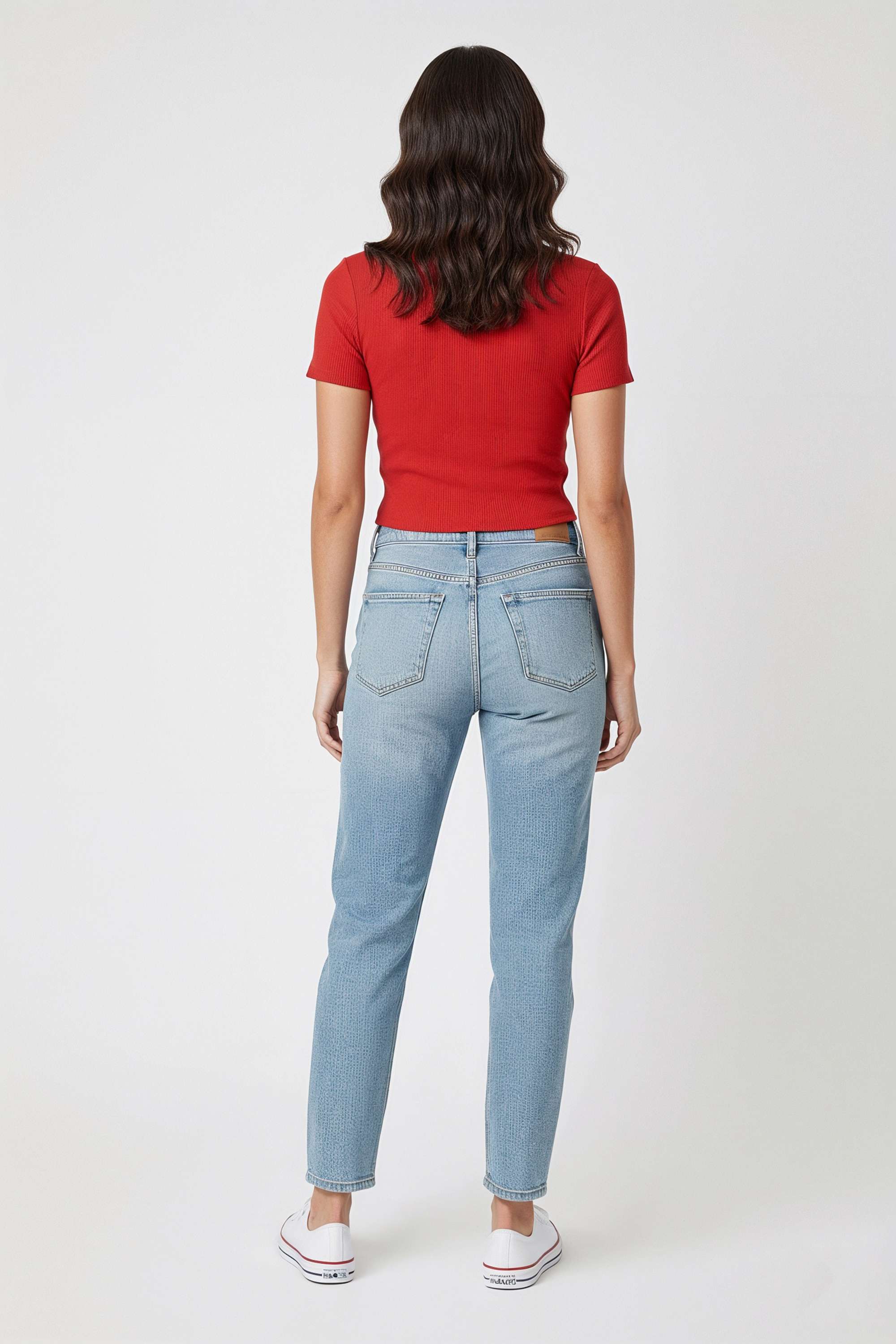 Solid-Blended-Fabric-Round-Neck-Women-T-Shirt