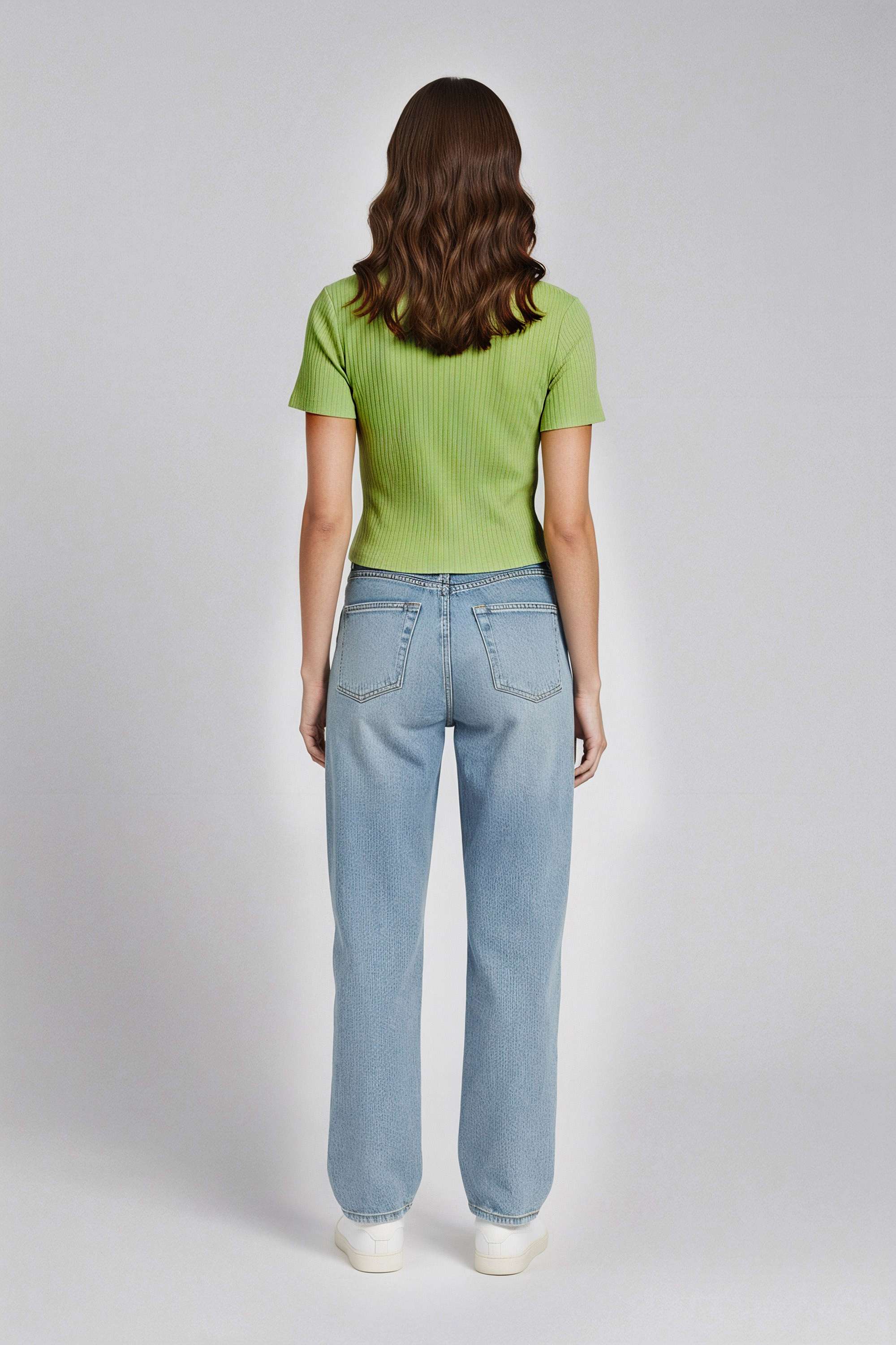 Solid-Blended-Fabric-Collared-Women-T-Shirt