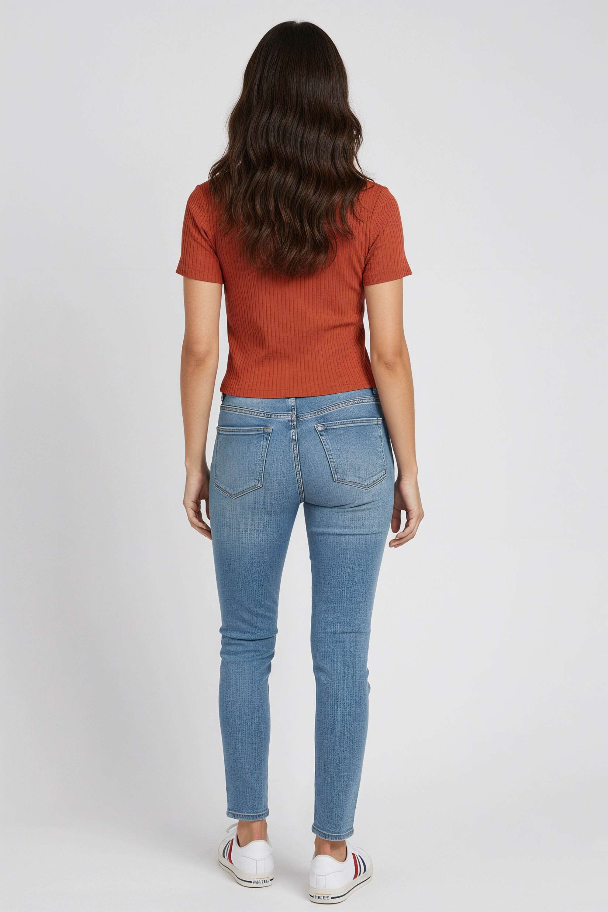 Solid-Blended-Fabric-Collared-Women-T-Shirt
