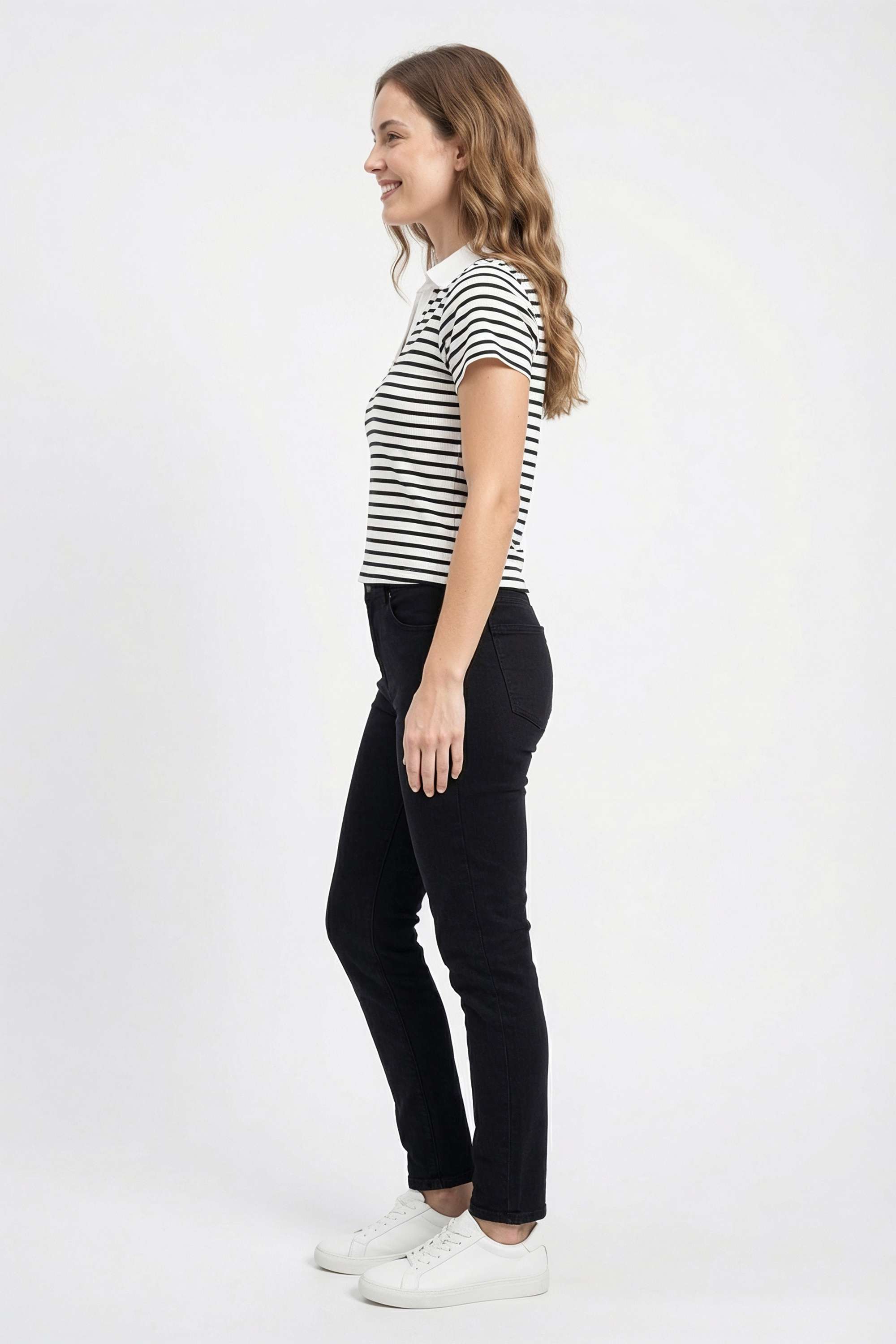 Stripes-Cotton-Collared-Women-T-Shirt