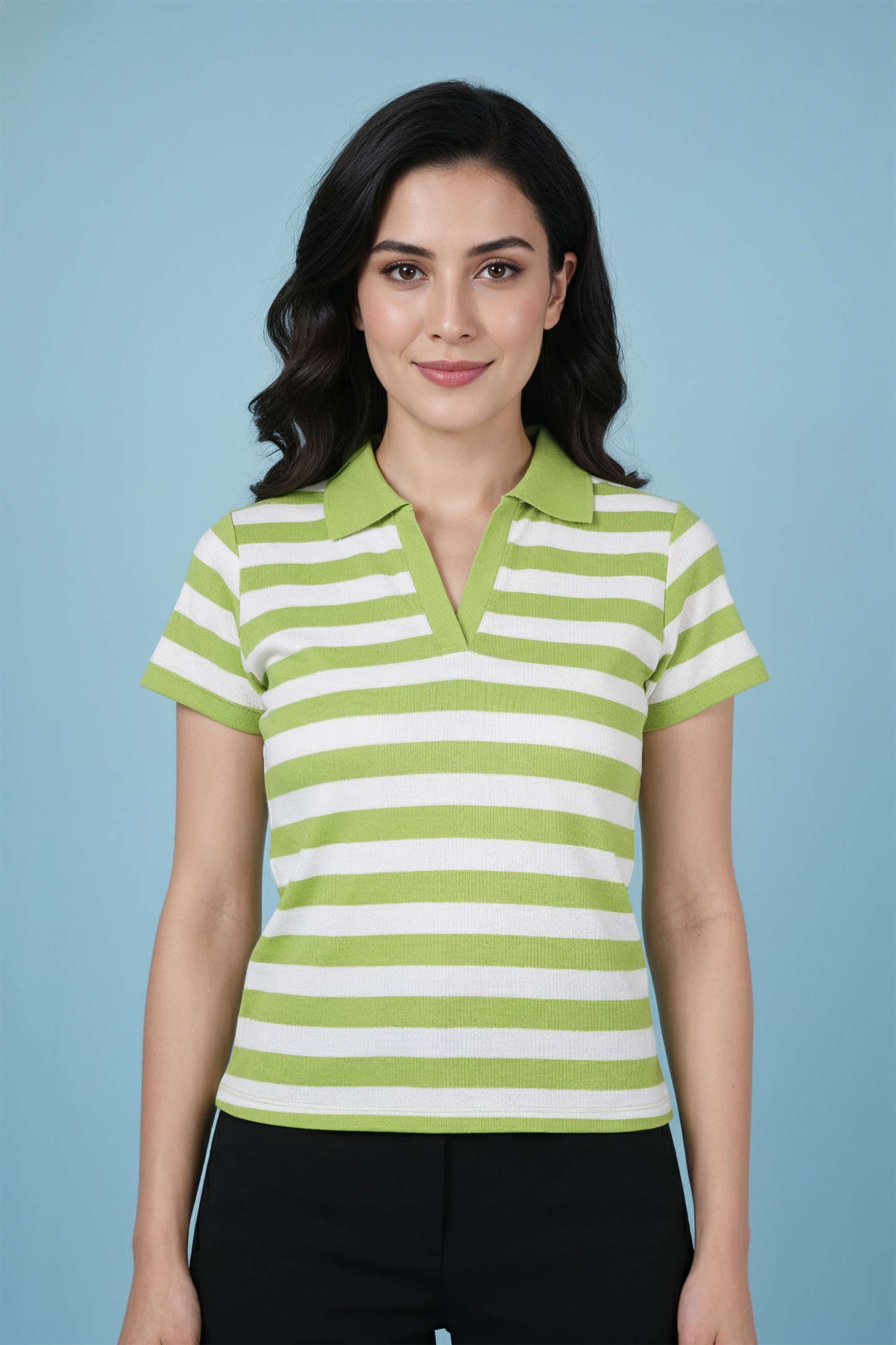 Tie-&-Dye-Polyester-Collared-Women-s-T-Shirt